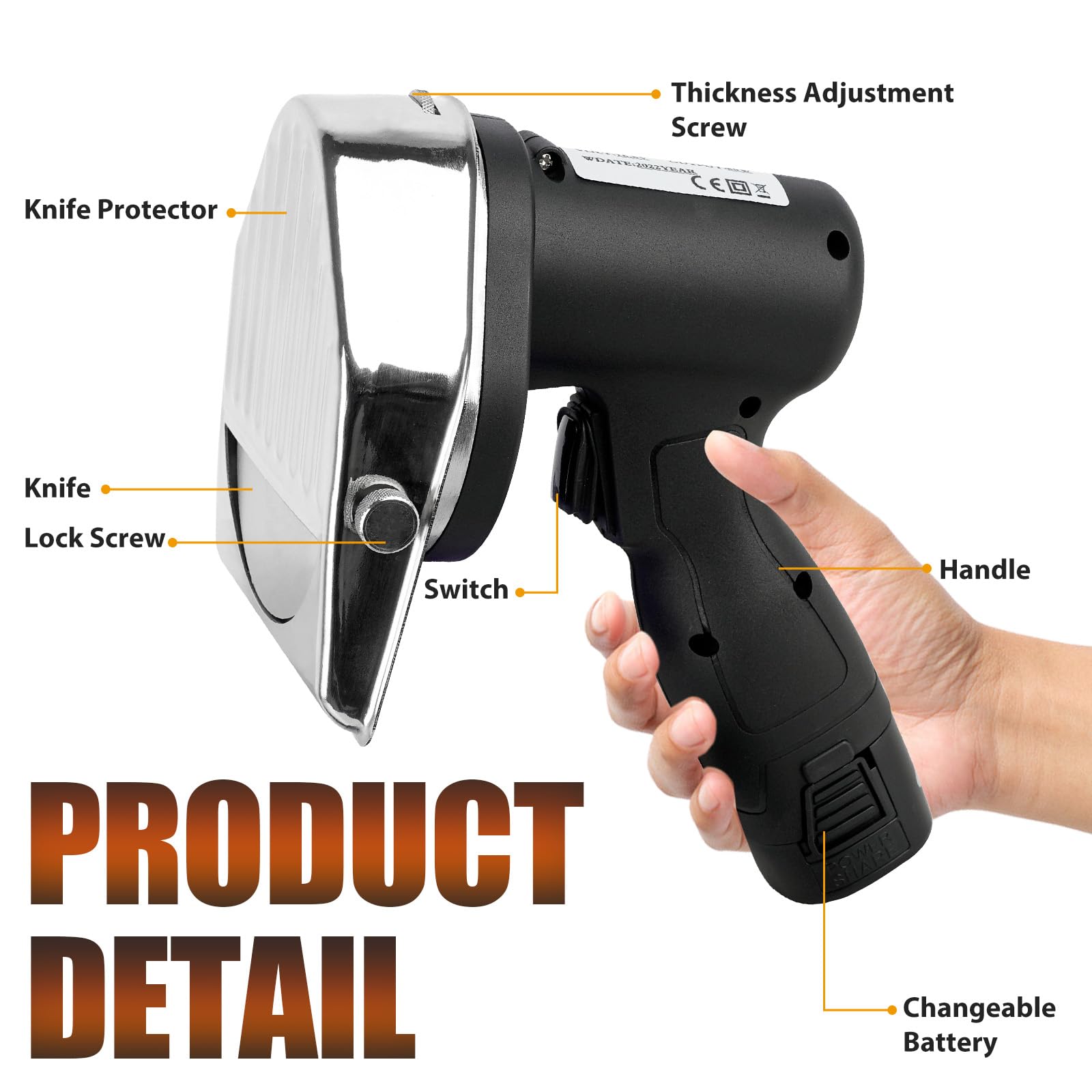 SOKO Cordless Electric Gyro Kebab Knife - Portable Shawarma Cutter & Doner Kebab Slicer Machine with Fast Charger, 12V Battery & 2 Blades (80W, Black) - Perfect for Restaurants, Food Trucks & Home Cooking