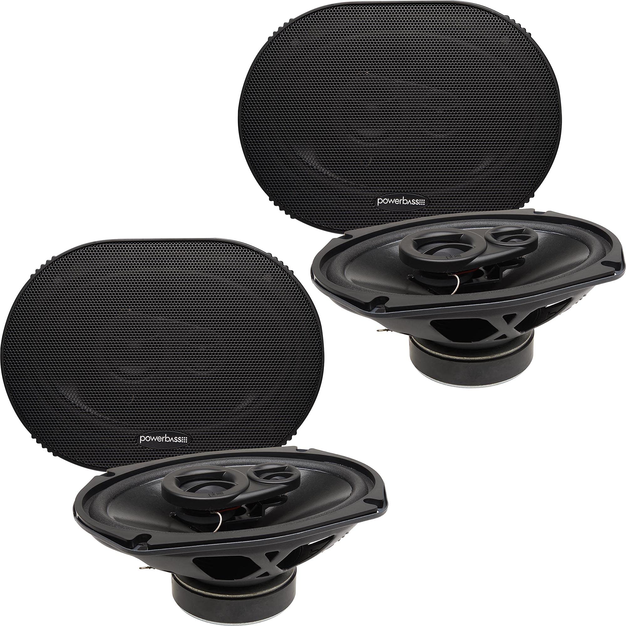 PowerBass S-6903 6x9 Inch 3-Way Coaxial Car Speakers - 2 Pairs OEM Replacement for Enhanced Audio - Perfect for Car Upgrades & Home Theater Systems