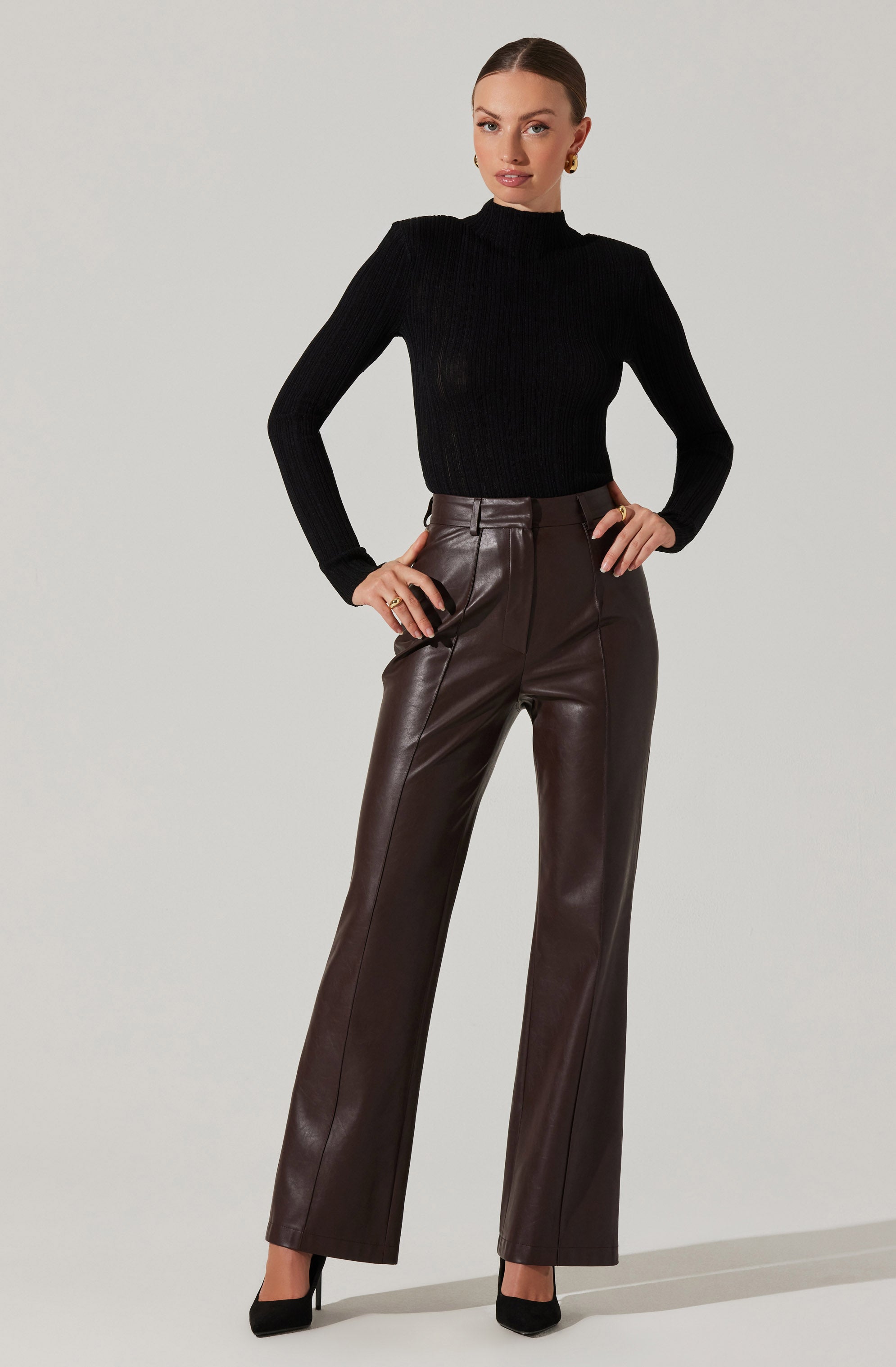 Stylish Vance Faux Leather Pants for Women - High Waisted Stretch Vegan Leather Leggings - Perfect for Night Out, Clubwear & Casual Fashion