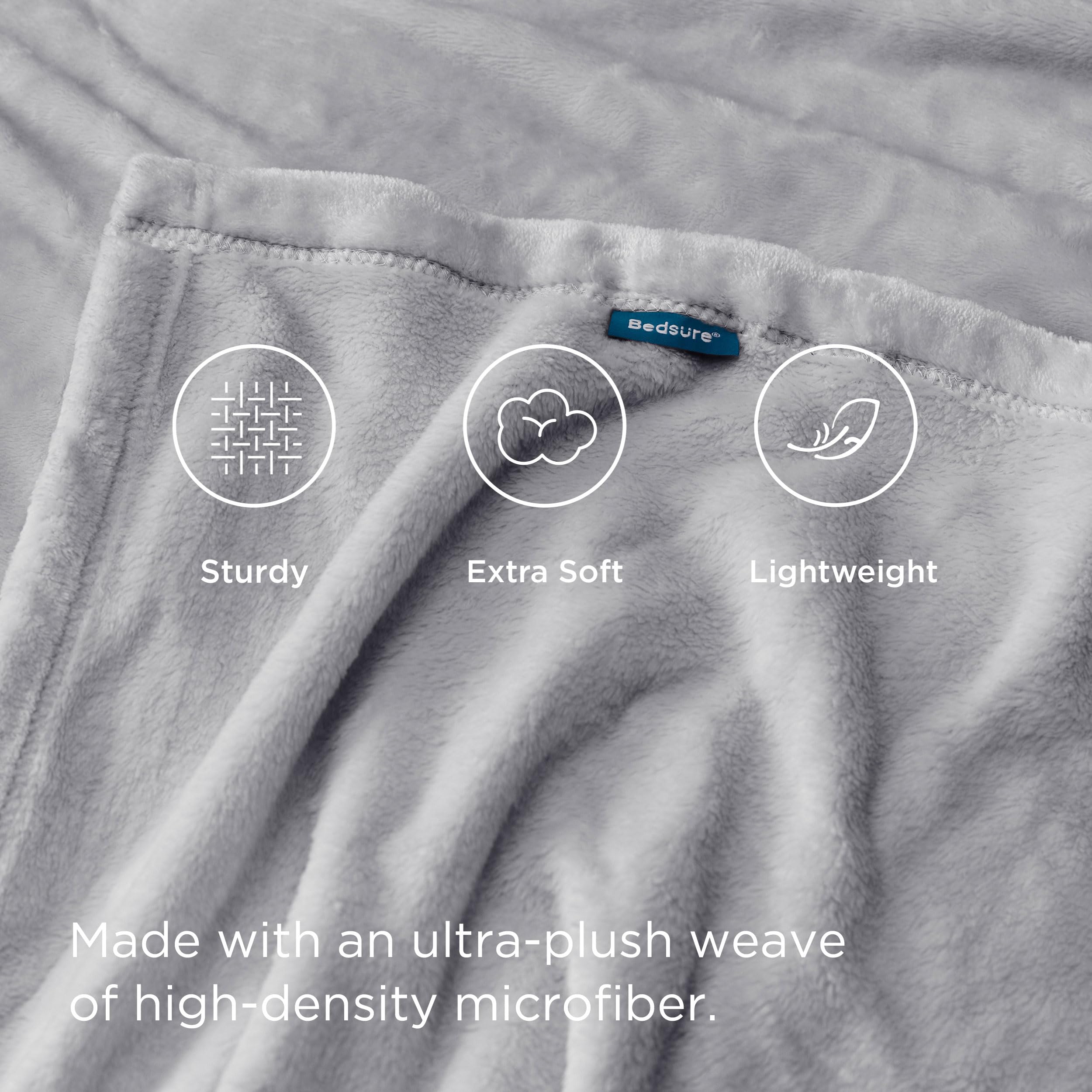Bedsure Fleece Throw Blanket 50x60 Inches - Ultra Soft Lightweight Microfiber Blanket for Couch, Sofa, Bed, Travel & Camping - Cozy Grey Blanket Perfect for Lounging, Movie Nights and Outdoor Adventures