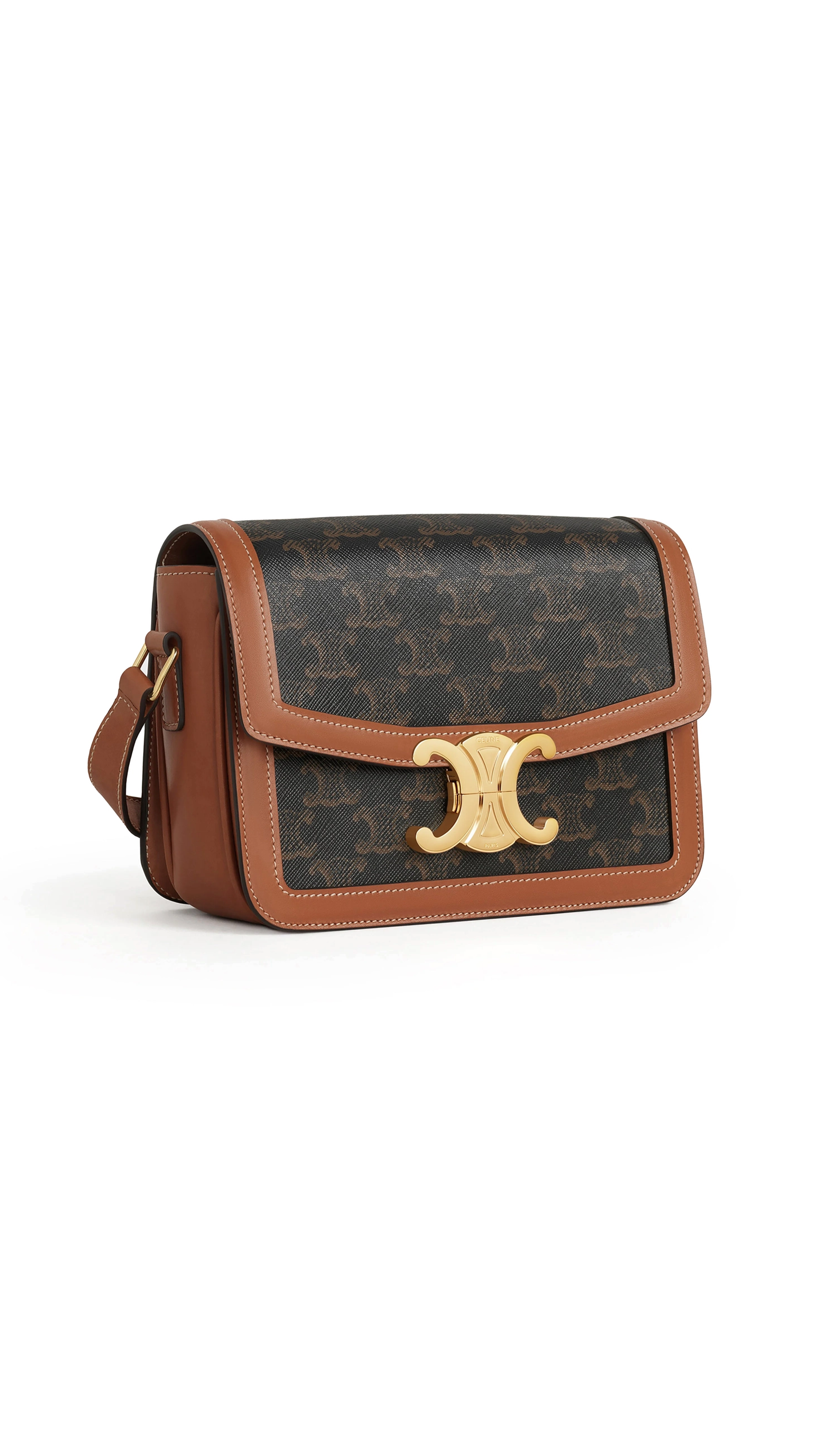 Teen Triomphe Bag in Triomphe Canvas & Calfskin Leather - Tan | Luxury Crossbody Purse for Women | Perfect for School, Travel & Everyday Use