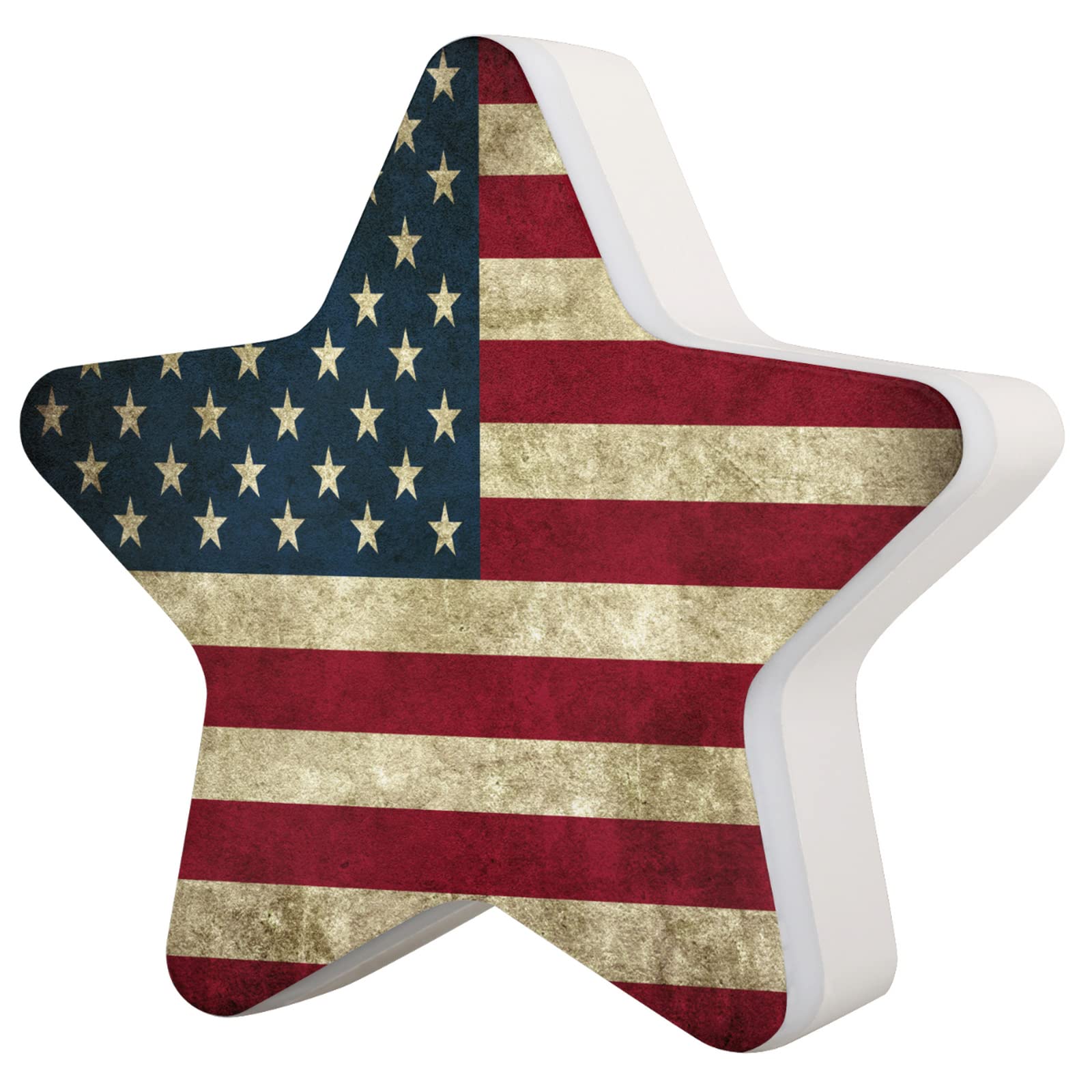 Vintage American USA Flag Plug-in Night Light with Dusk to Dawn Sensor - LED Night Lamp for Kids Room, Bedroom, Bathroom, Kitchen, Hallway, Nursery & Stairs - Perfect for Safe Nighttime Navigation and Cozy Home Decor