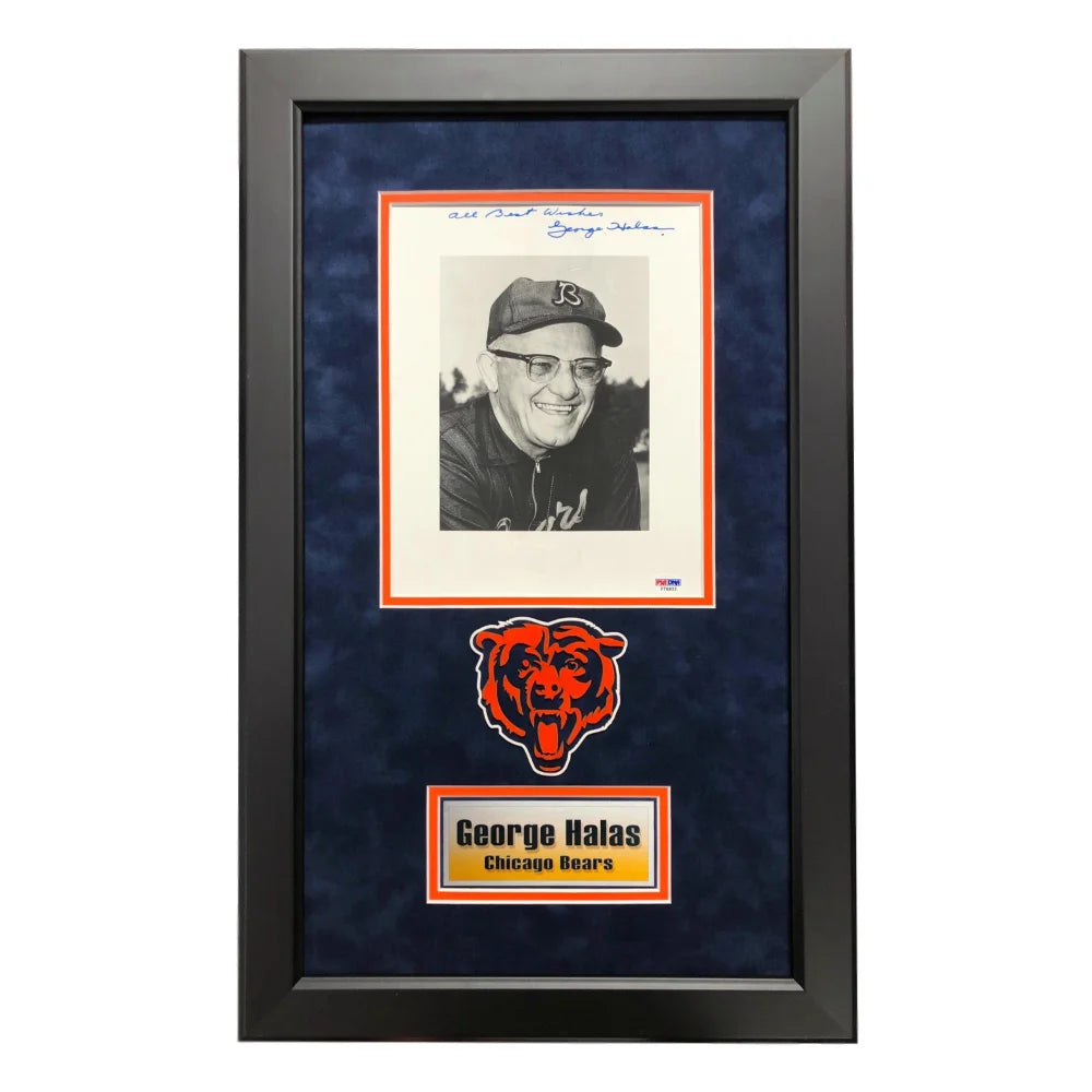 George Halas Autographed 8x10 Framed Photo with PSA/DNA COA - Chicago Bears Memorabilia - Perfect for Sports Collectors, Man Cave Decor, and Football Fans Gifts