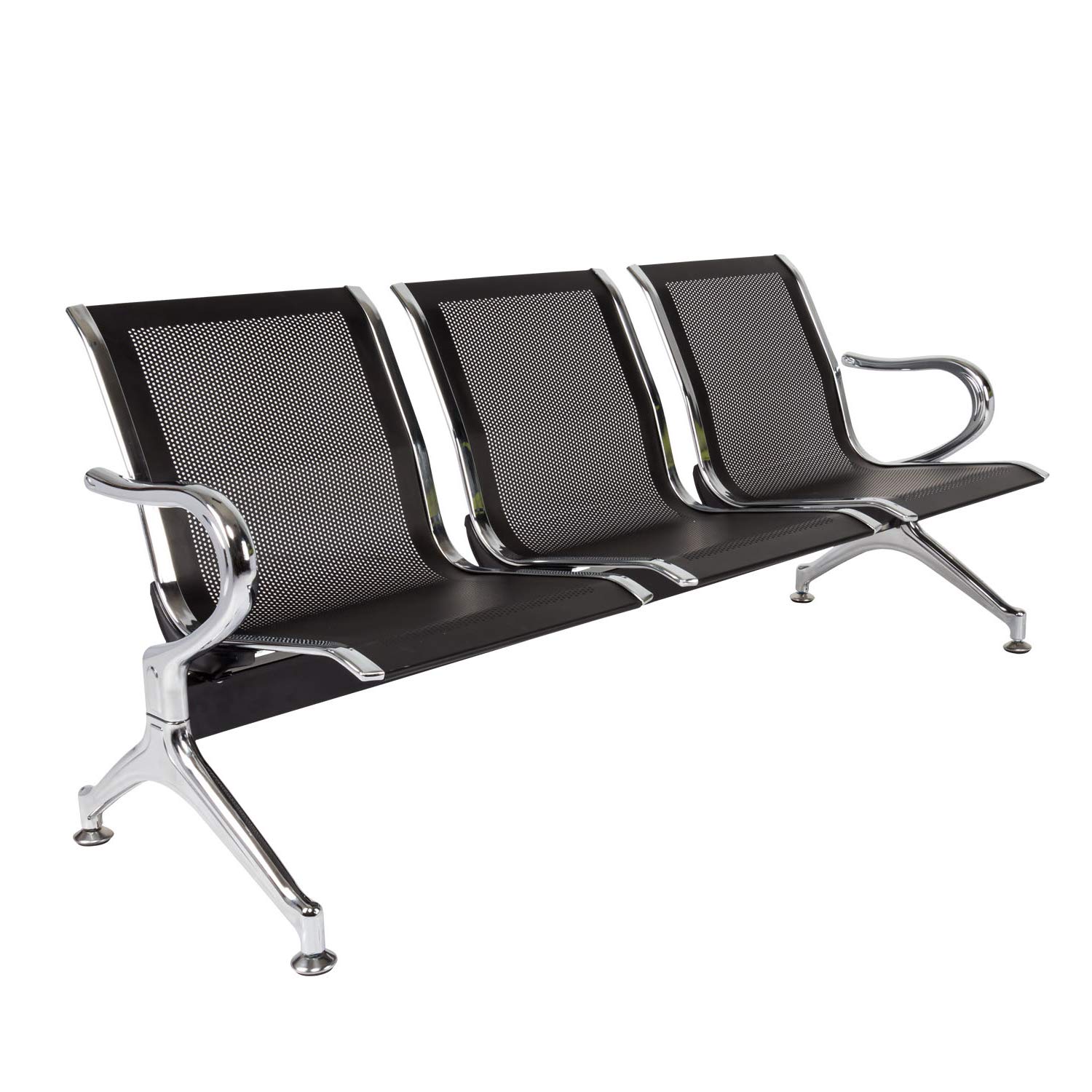 Kinbor 3-Seat Waiting Room Chairs - Office Guest Reception Furniture Bench for Airport, Bank, Hospital & Salon | Comfortable Seating Solution for High-Traffic Areas
