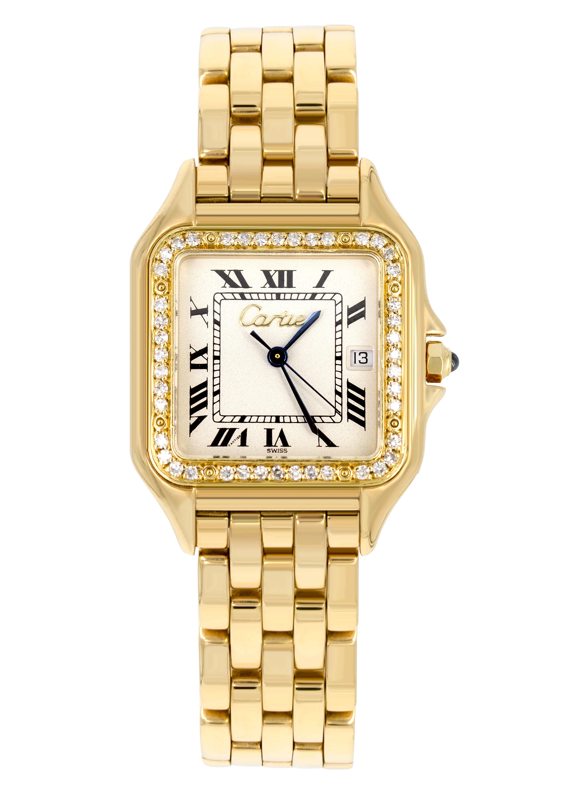 Cartier Panthère Diamond Watch 18K Gold - White Dial 27mm | Luxury Women's Watch for Elegant Occasions & Gifts