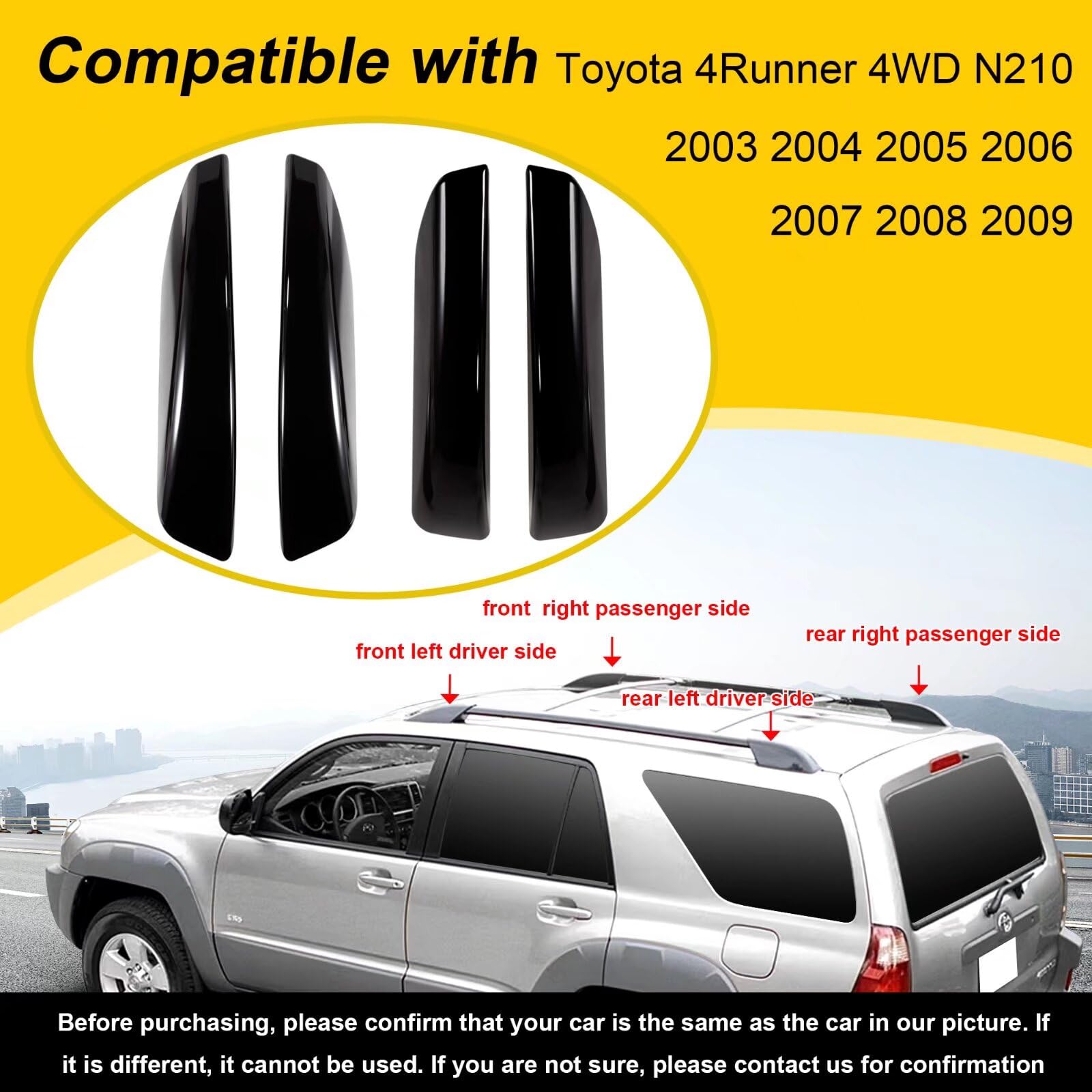 Durable Car Roof Rack Cover for Toyota 4Runner 2003-2009 - Replacement End Caps & Rail Bar Protector - Weatherproof Shell Protection for SUV Roof Rack Accessories - Perfect for Road Trips & Outdoor Adventures