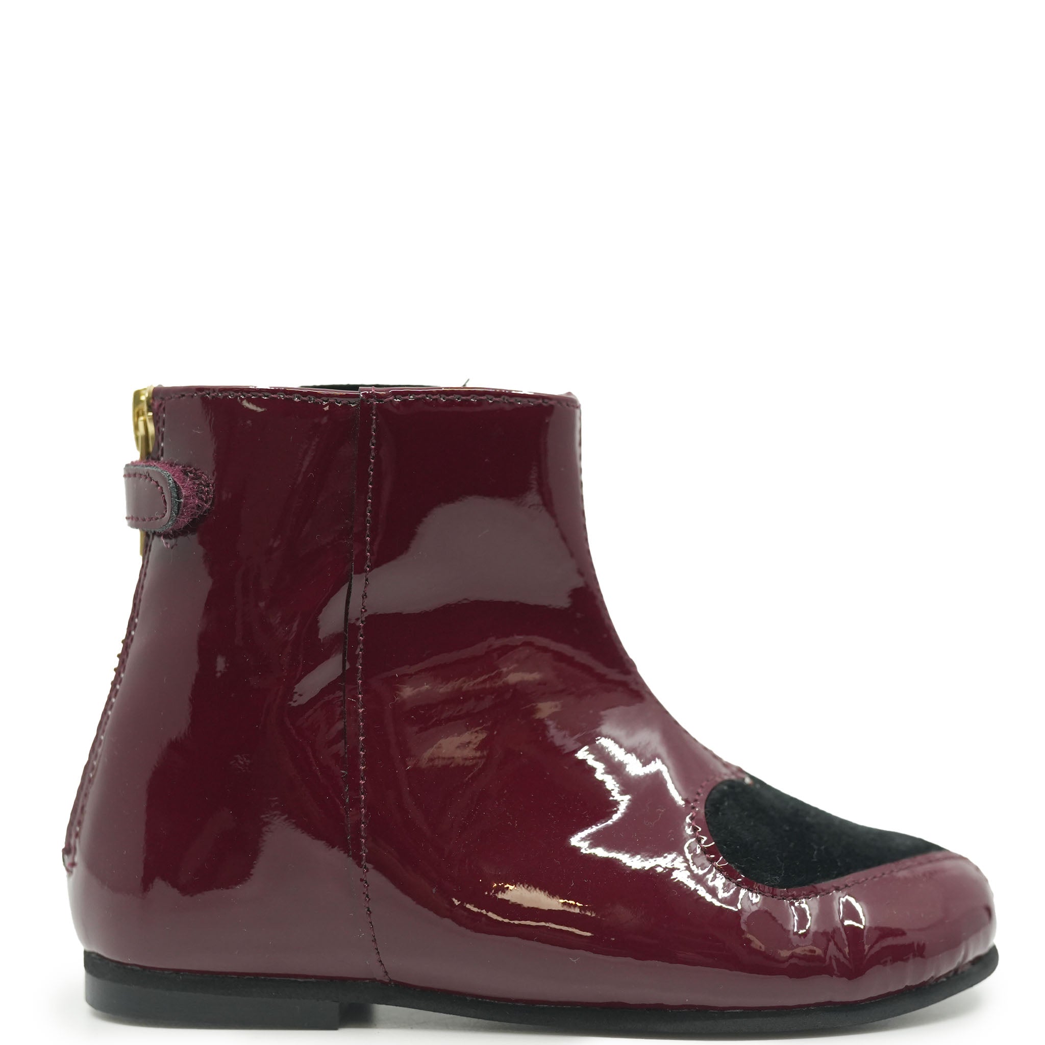 Sonatina Burgundy Patent Leather Heart Ankle Boots - Stylish Women's Fashion Booties for Casual Outfits & Date Nights