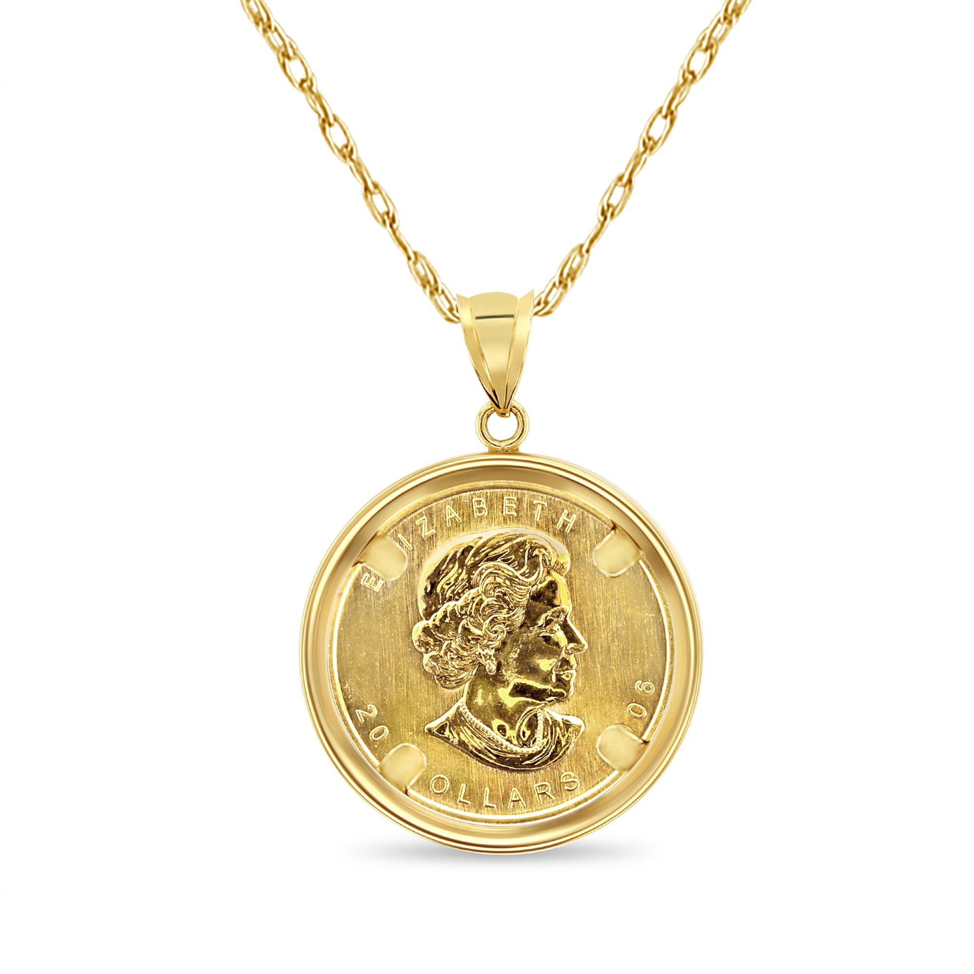1/2OZ Canadian Maple Leaf Coin Necklace in 14k Yellow Gold with Polished Bezel - Perfect Gift for Jewelry Lovers & Coin Collectors