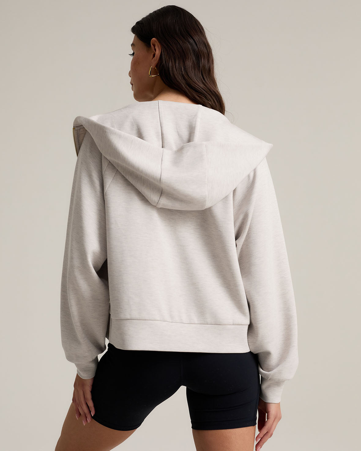 LuxeComfort Scuba Zip Hoodie for Women - Soft Fleece Lined Pullover with Kangaroo Pocket | Cozy Winter Jacket for Casual Outfits & Outdoor Activities (Beige Marl)