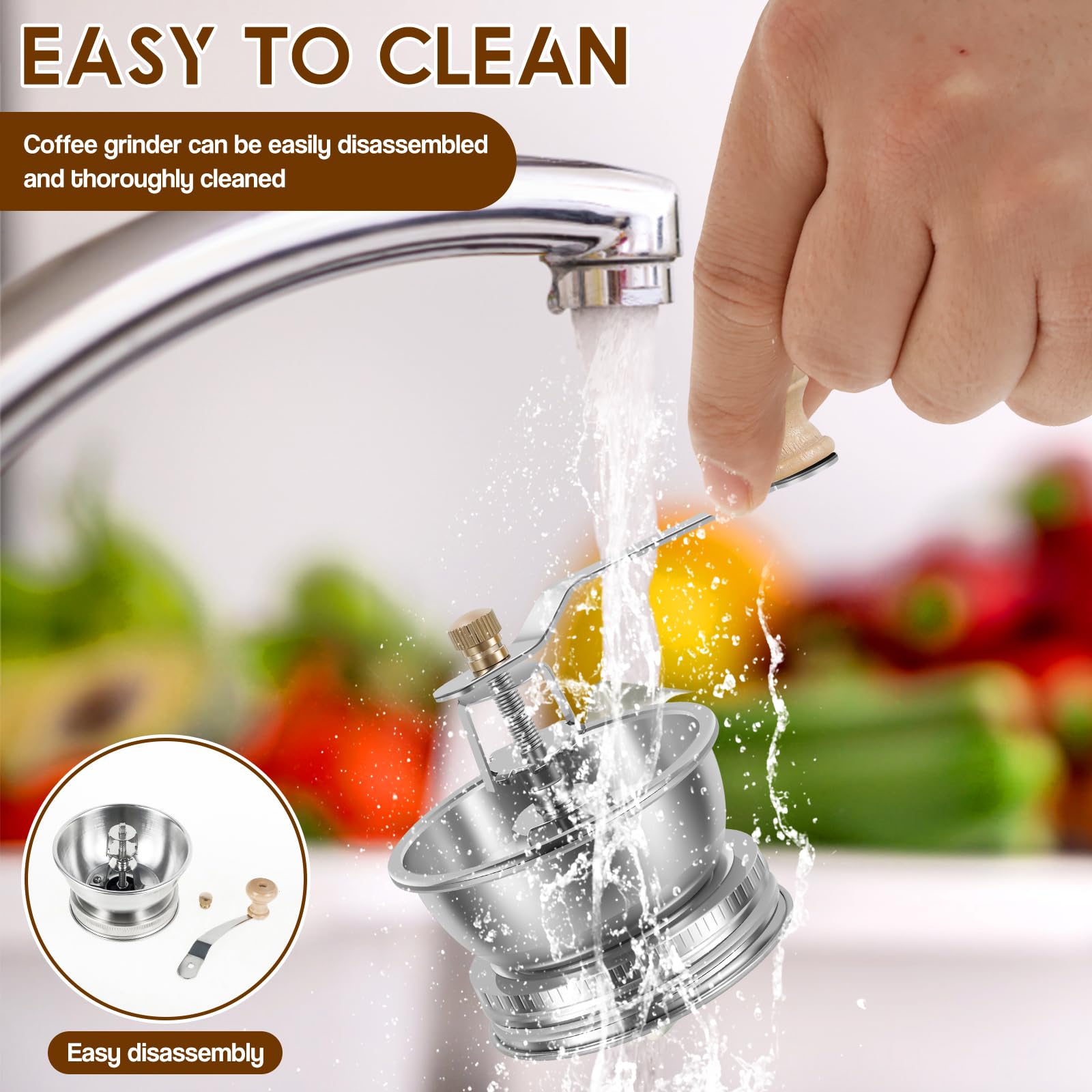 Premium Manual Coffee Grinder for Mason Jars - Stainless Steel Crank Handle & Detachable Lid - Compatible with Regular & Wide Mouth Jars (70mm) - Perfect for Camping, Travel & Home Brewing