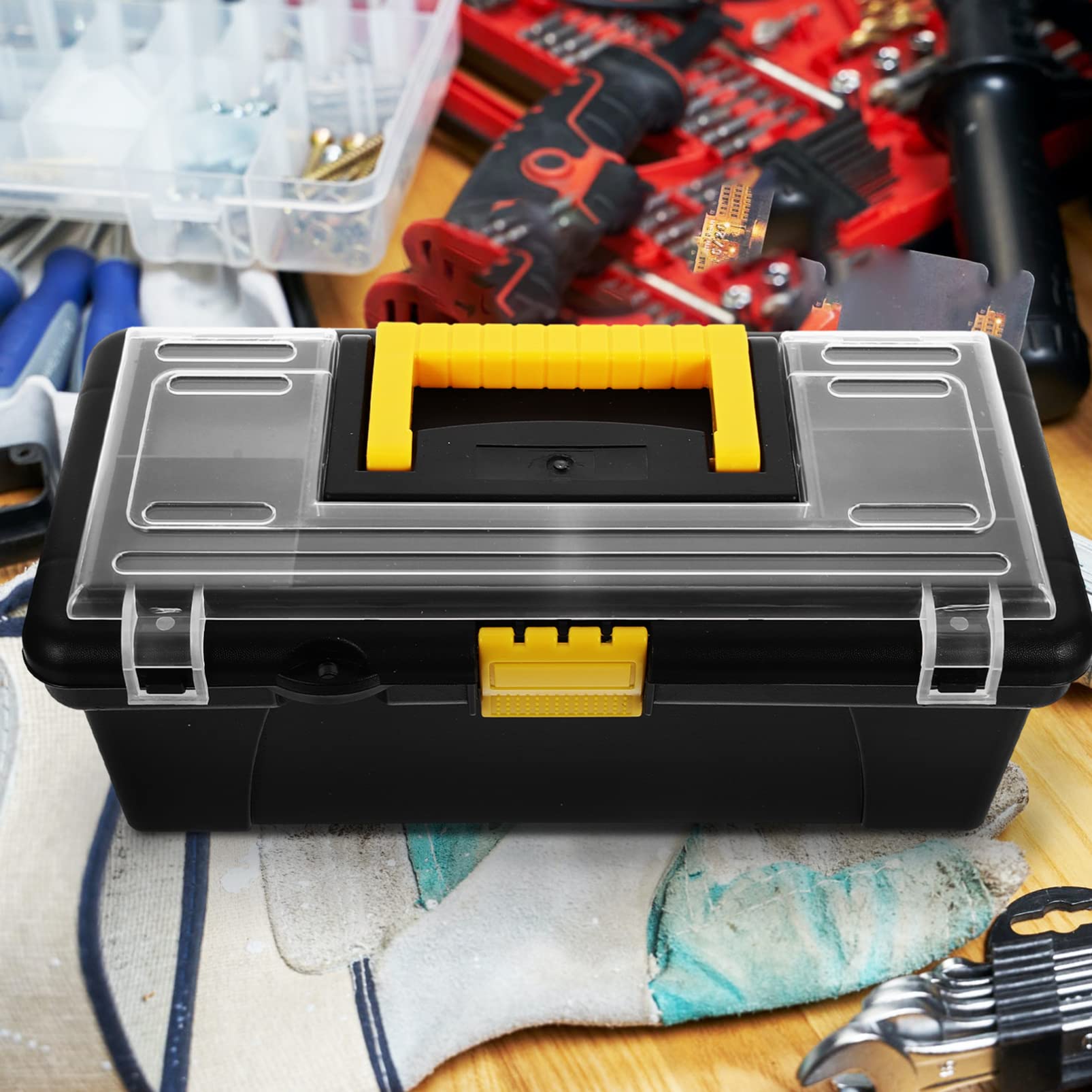 Heavy Duty Tool Box with Handle - Portable Tool Storage Case for Organizing Wrenches, Screwdrivers & DIY Tools - Ideal for Home Garage, Workshop & Car Repair