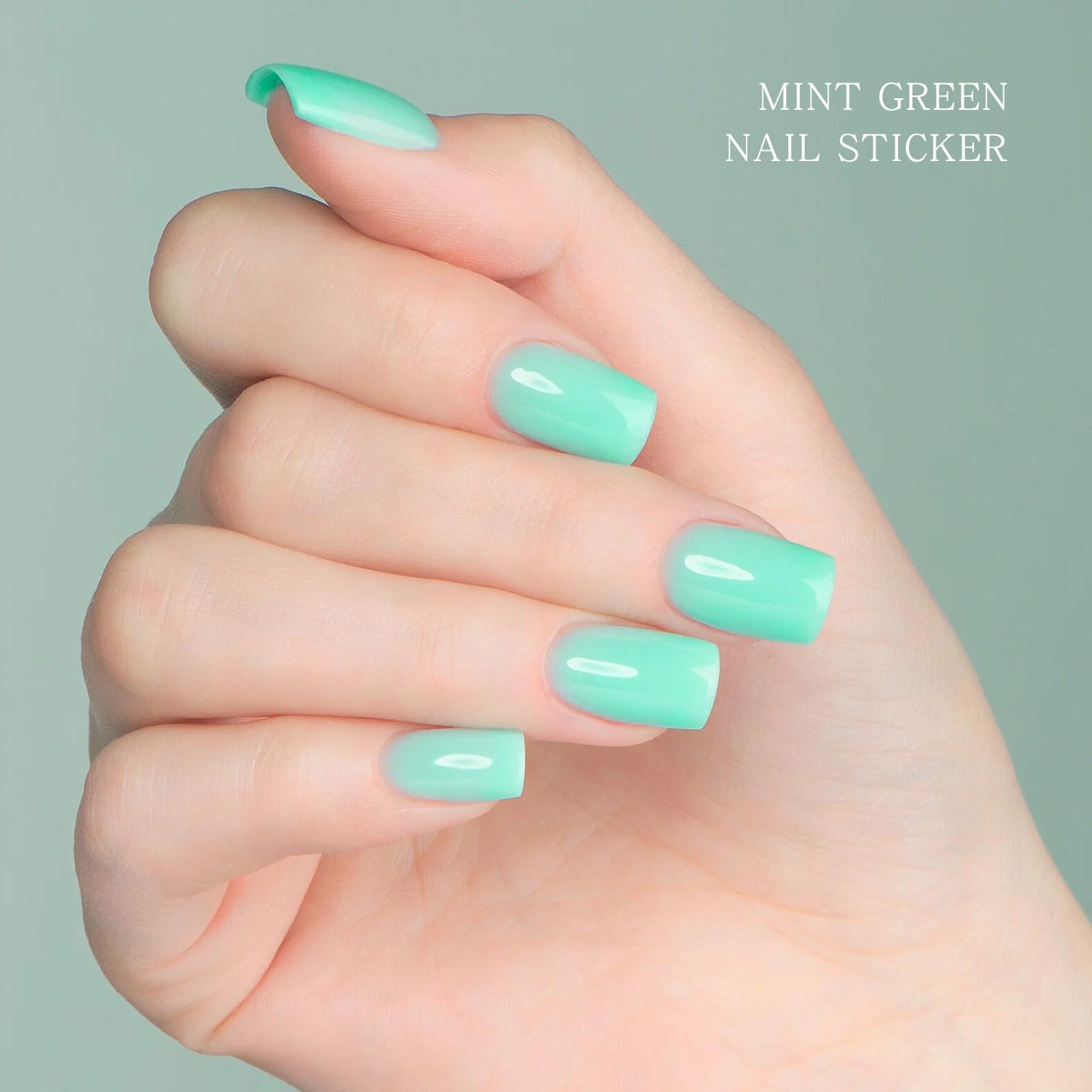 JMEOWIO Semi Cured Gel Nail Strips - Green Nail Stickers for DIY Nail Art, Salon Quality Nail Supplies & Decoration Accessories | Perfect for Home Manicures, Parties & Special Occasions