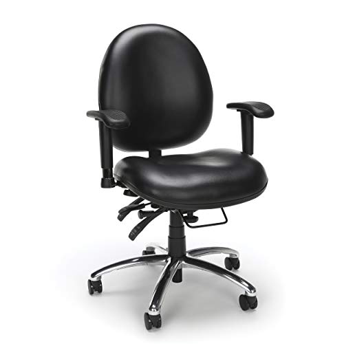 OFM 24/7 Vinyl Office Chair - Heavy Duty 400lb Capacity, Adjustable Back & Seat Height, Rolling Wheels, Black - Perfect for Big & Tall Professionals in Home Office or Workspace
