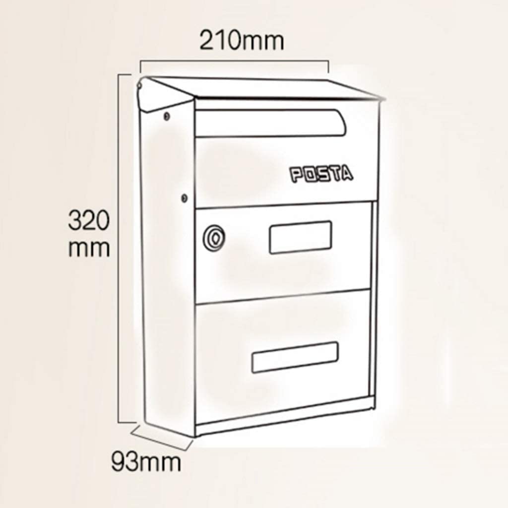 **Stainless Steel Lockable Wall Mount Mailbox - Weatherproof & Secure Letterbox for Garden, Office, Home - Perfect for Outdoor, Patio & Front Door Use**
