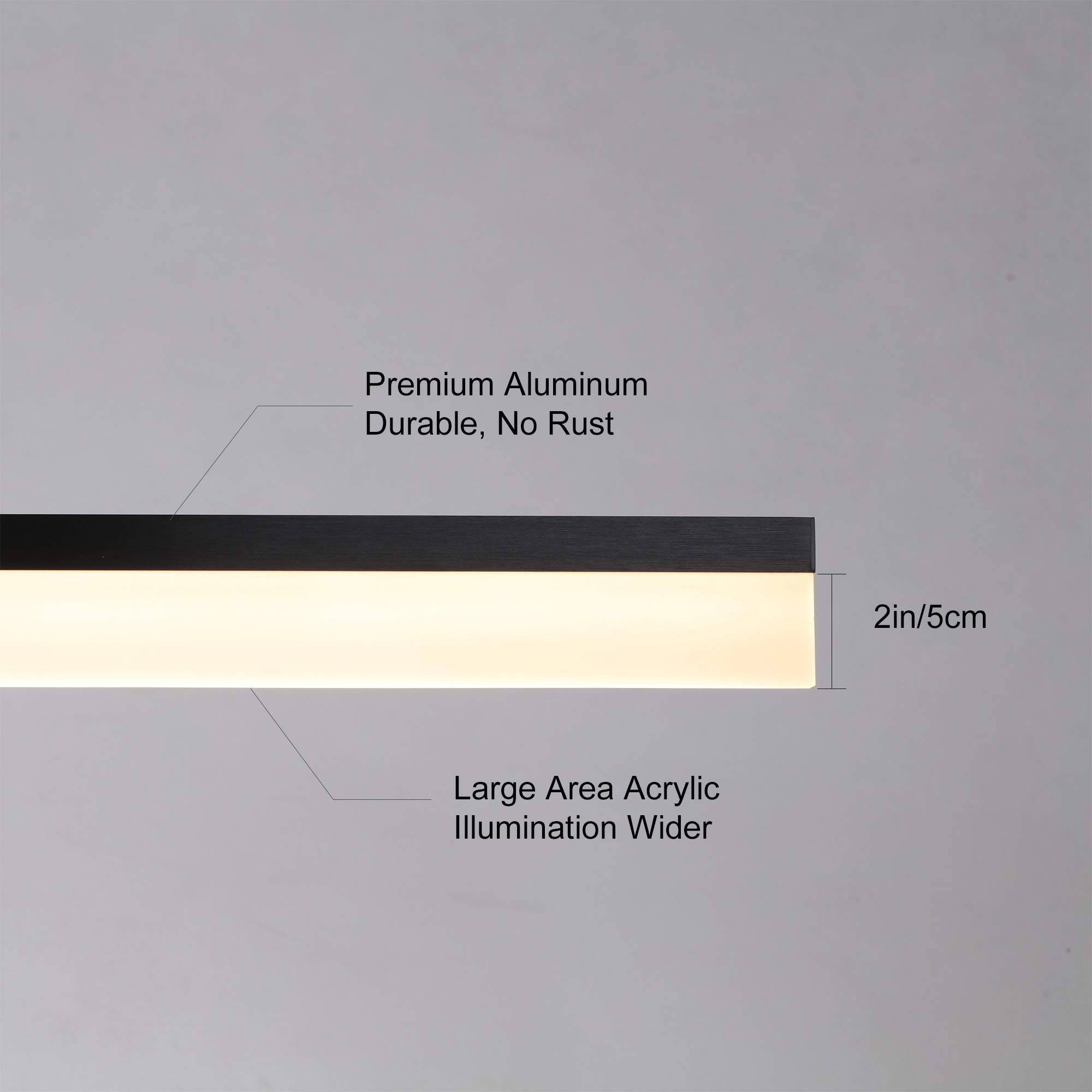 47-inch Adjustable Linear Pendant Light Fixtures - 30W Dimmable LED Kitchen Island Lighting & Dining Room Chandelier - Black Aluminum Modern Hanging Light for Home Decor, Restaurants, and Office Spaces
