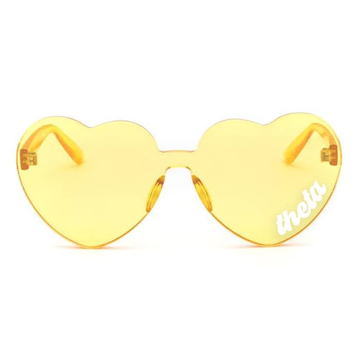 Kappa Alpha Theta Heart Shaped Sunglasses with KAT Logo - Greek Sorority Accessories for Big Little Gifts | Perfect for Sorority Events, Beach Days & Sisterhood Celebrations