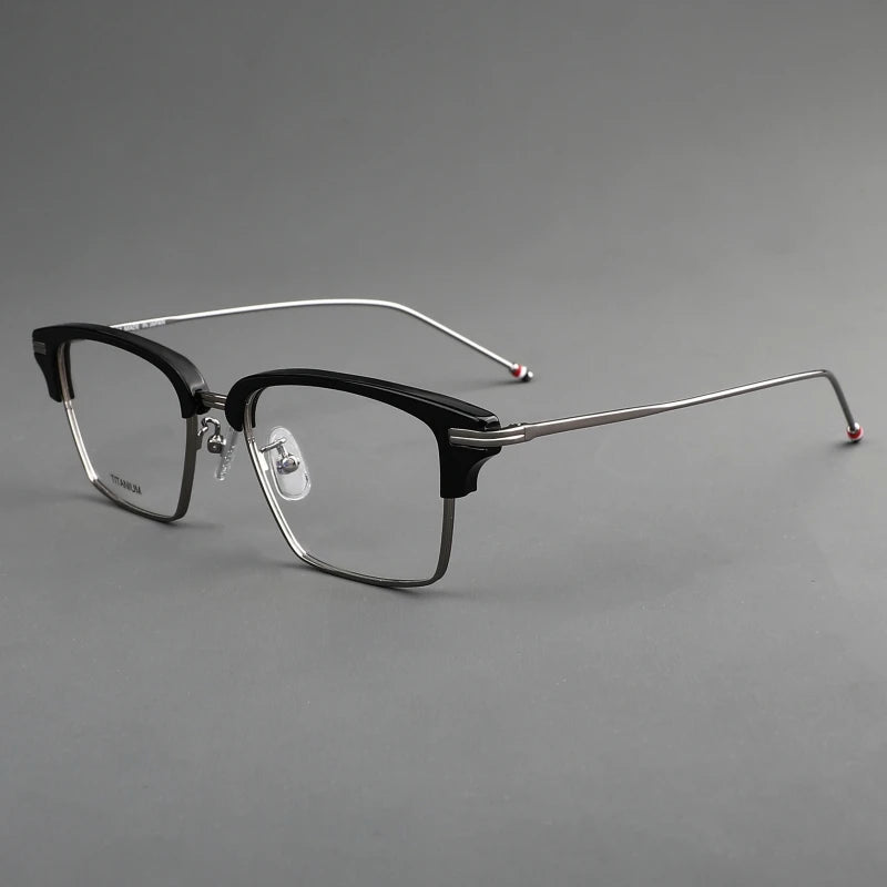 Stylish Black Unisex Full Rim Big Square Acetate & Titanium Eyeglasses 55422 - Perfect for Work, Reading, and Fashion Accessories