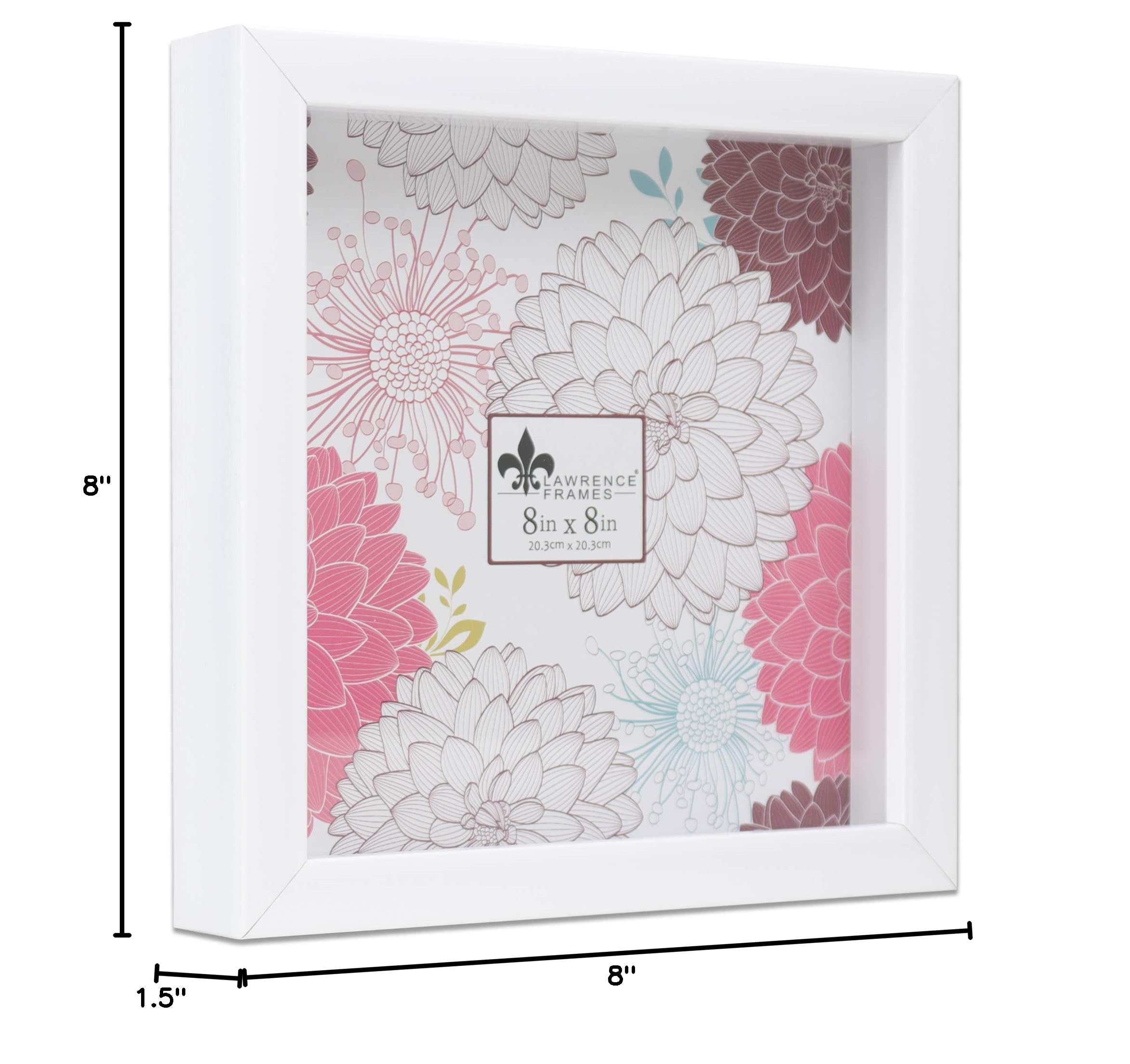 Lawrence Frames 785288 8x8 Inch White Shadow Box Frame - Perfect for Displaying Memorabilia, Photos, and Collectibles in Home Decor or Office
