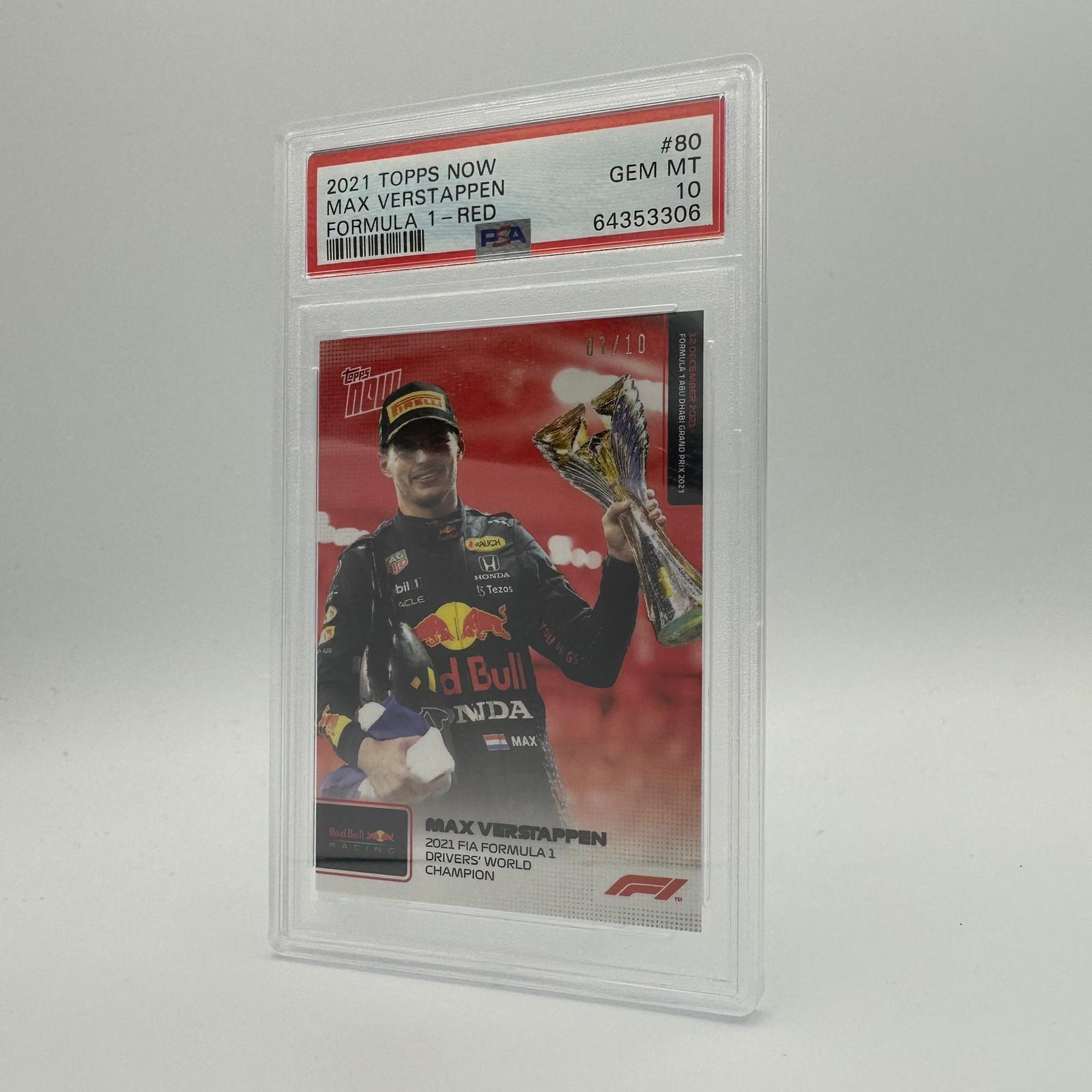 PSA 10 2007-2010 Max Verstappen #80 2021 FIA Formula 1 Drivers' World Champion Red - Rare Collectible Trading Card for F1 Fans & Sports Memorabilia Enthusiasts