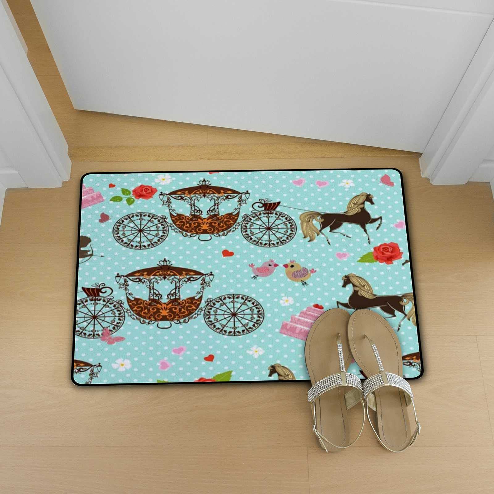 Non-Slip Soft Absorbent Bath Mat - Microfiber Bathroom Rug with Cute Horse Design, 31x20 Inch, Washable Shower Mat for Bathroom, Entryway & Standing Comfort - Perfect for Kids' Rooms, Guest Bathrooms & Spa-Like Showers