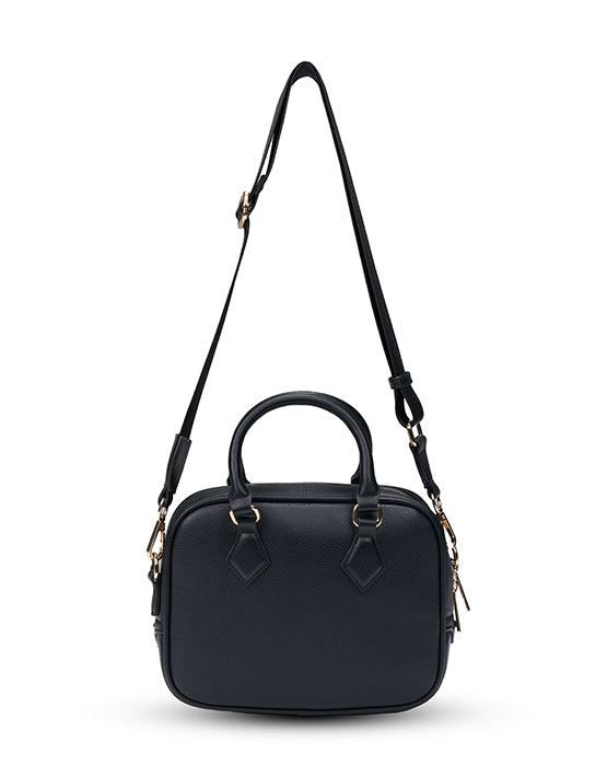 Tosca TH052 Mini Bowler Handbag for Women - Stylish Black Leather Crossbody Purse for Everyday Use, Work & Evening Out