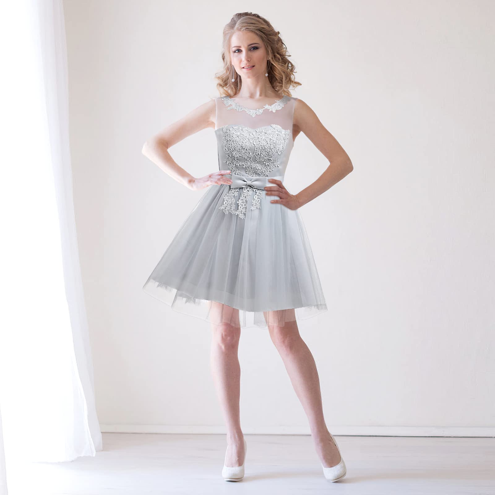 Holibanna Floral Lace Strapless Bridesmaid Dress | Short Prom Evening Gown for Women | Slim Wedding Guest Dress (Plus Size Available) | Perfect for Bridal Showers, Cocktail Parties & Formal Events