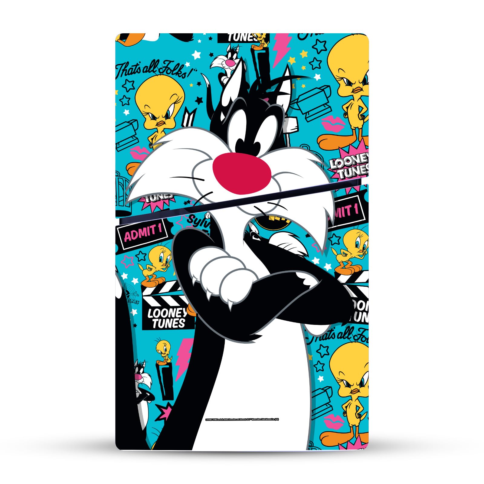 Official Looney Tunes Sylvester The Cat Vinyl Skin Sticker for Sony PS5 Slim/Pro Disc Console & DualSense Controller - Gaming Decal for Playstation 5 Accessories - Perfect for Customizing Your Gaming Setup
