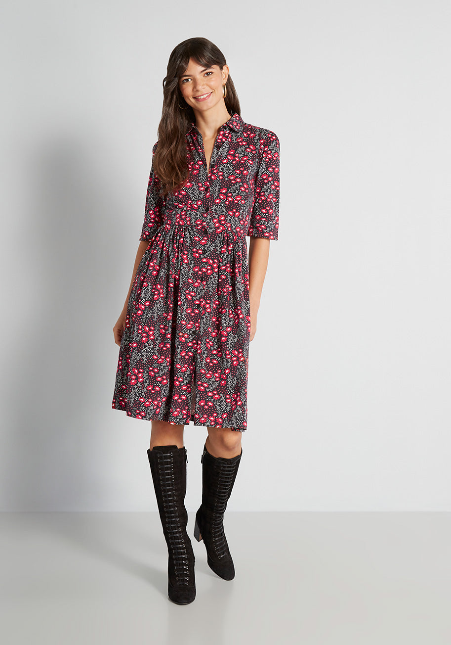 Flowerbeds Forever Midi Dress - Floral Print Summer Dress for Women | Perfect for Garden Parties, Brunch Dates & Beach Vacations