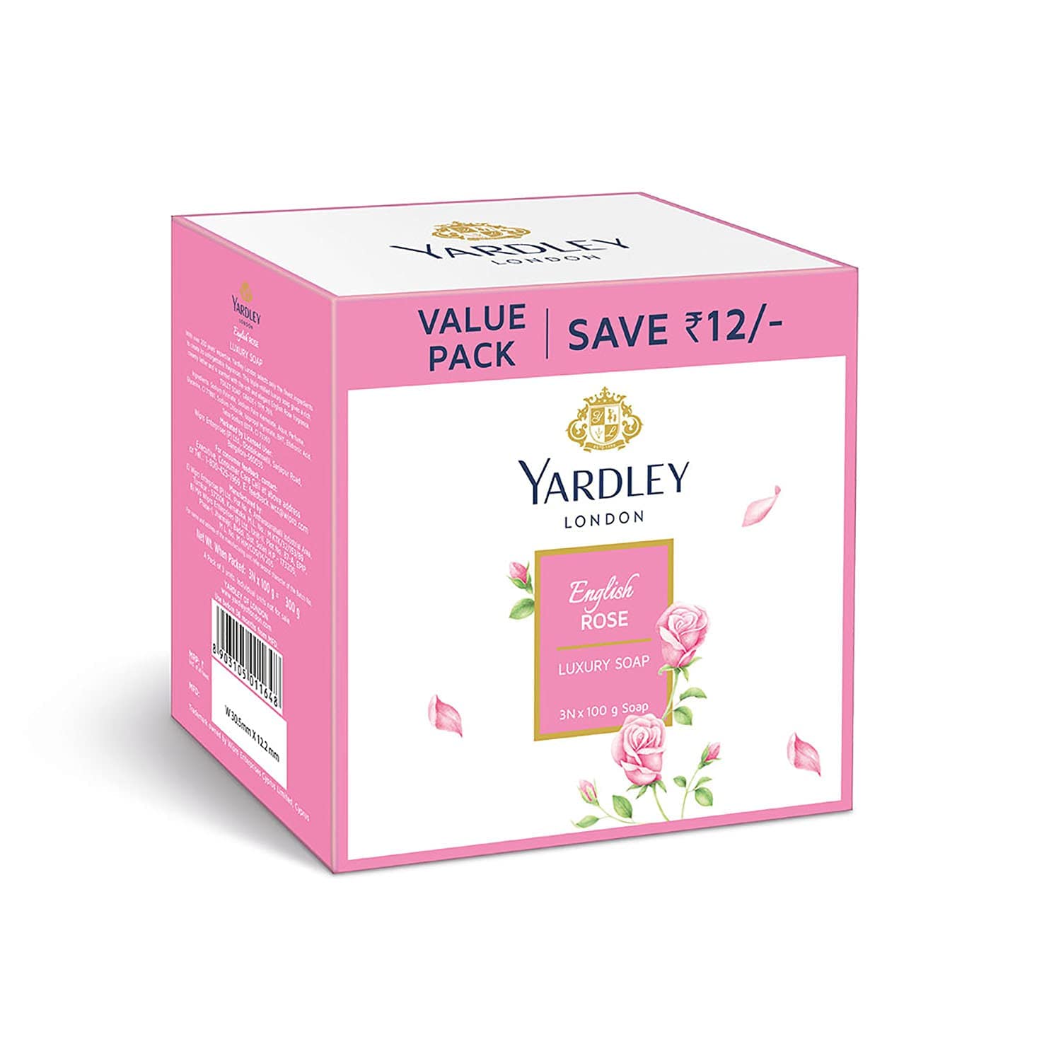 Yardley London English Rose Luxury Soap - 100g Each (Pack of 3) | Moisturizing Bath Bar with Creamy Lather, 90% Naturally Derived | Floral Scented Soap for Women & Men | Perfect for Daily Bathing, Spa Days & Gift Sets