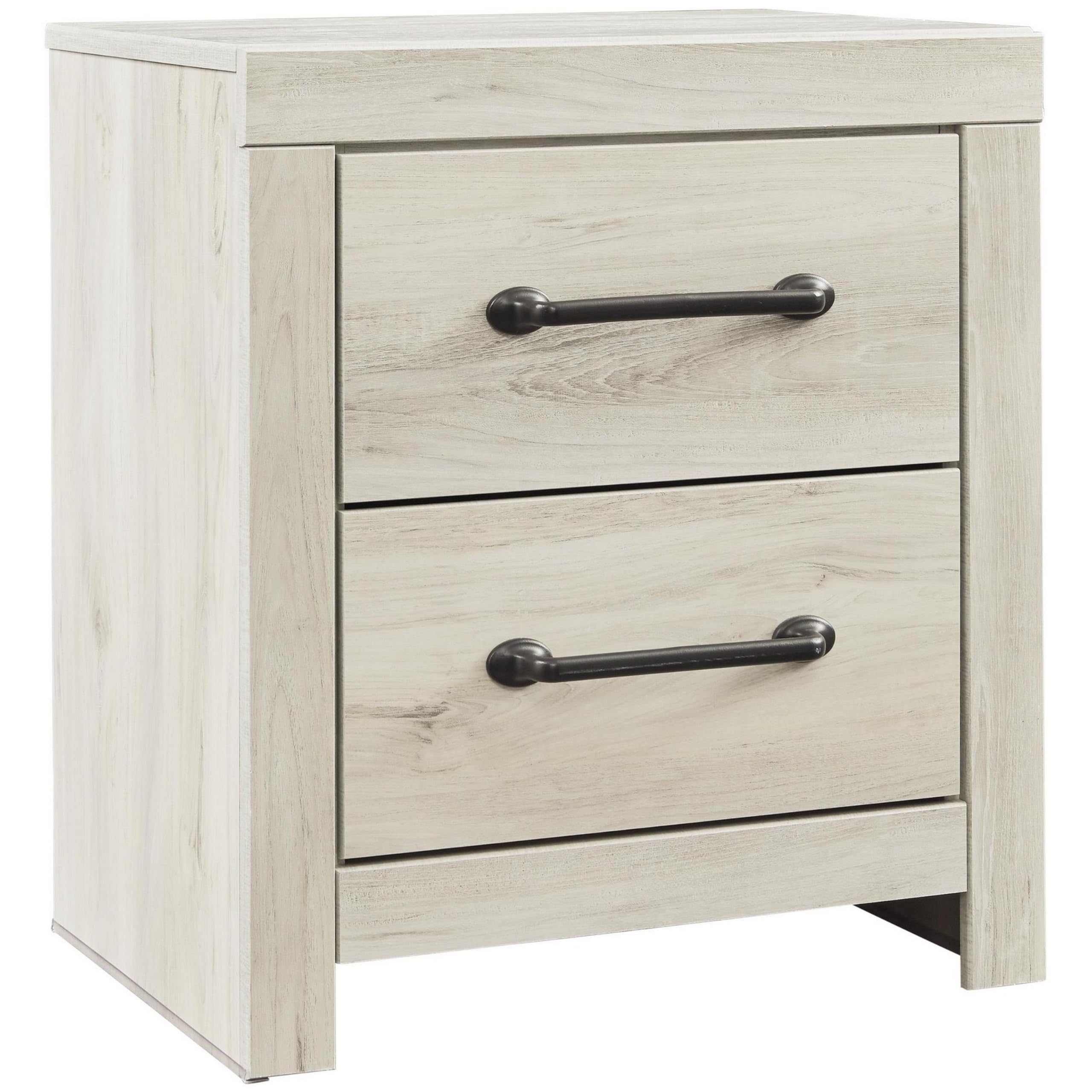 Benjara White Transitional Wooden Nightstand with 2 Drawers & Bar Handles - Perfect for Bedroom, Living Room or Office Furniture Setup