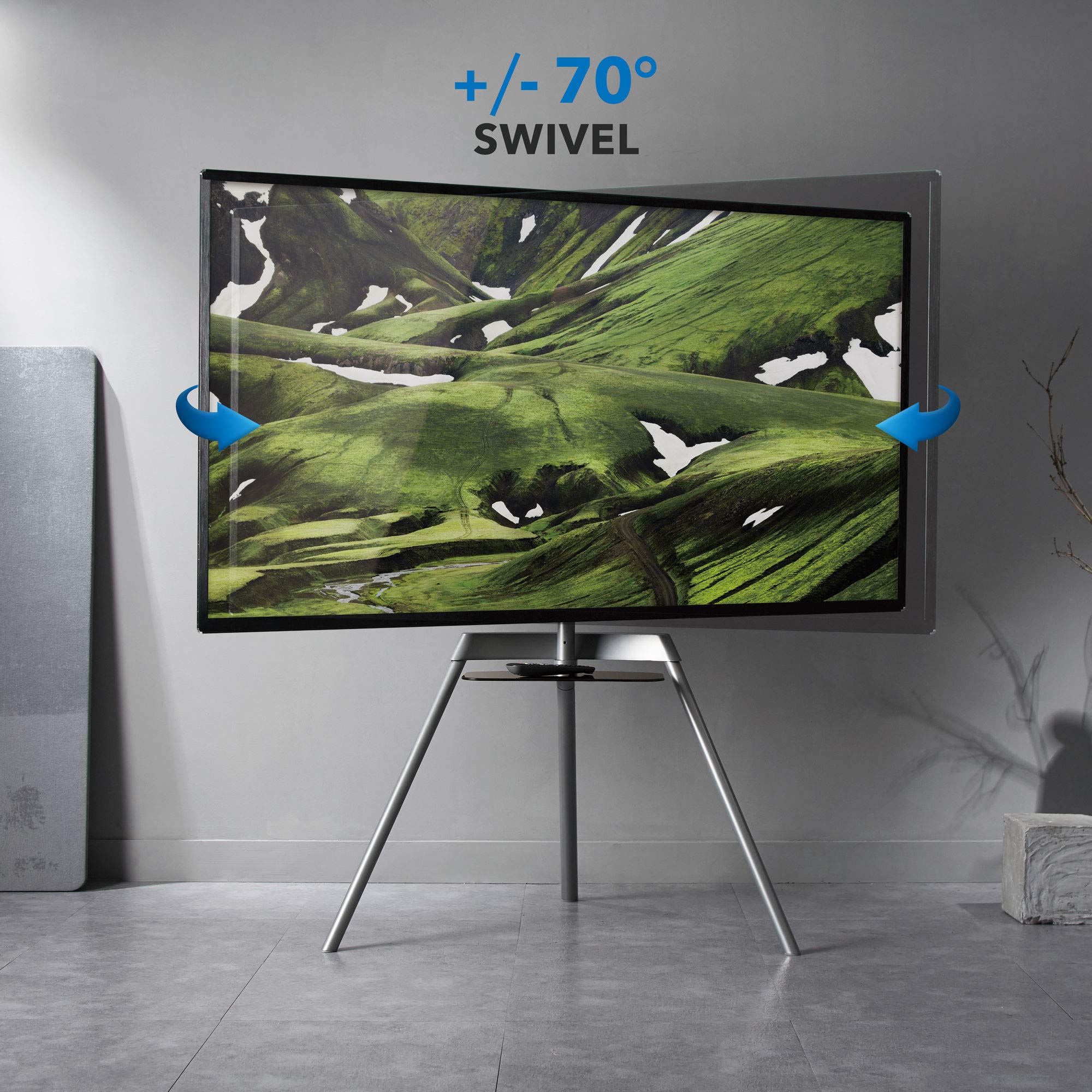 Easel TV Stand - Adjustable TV Tripod for 43-65 Inch Flat & Curved Screens | Supports Up to 88 lbs | Quick Assembly with SNAP-Lock Technology | Portable Minimalist Design for Living Room, Bedroom & Office
