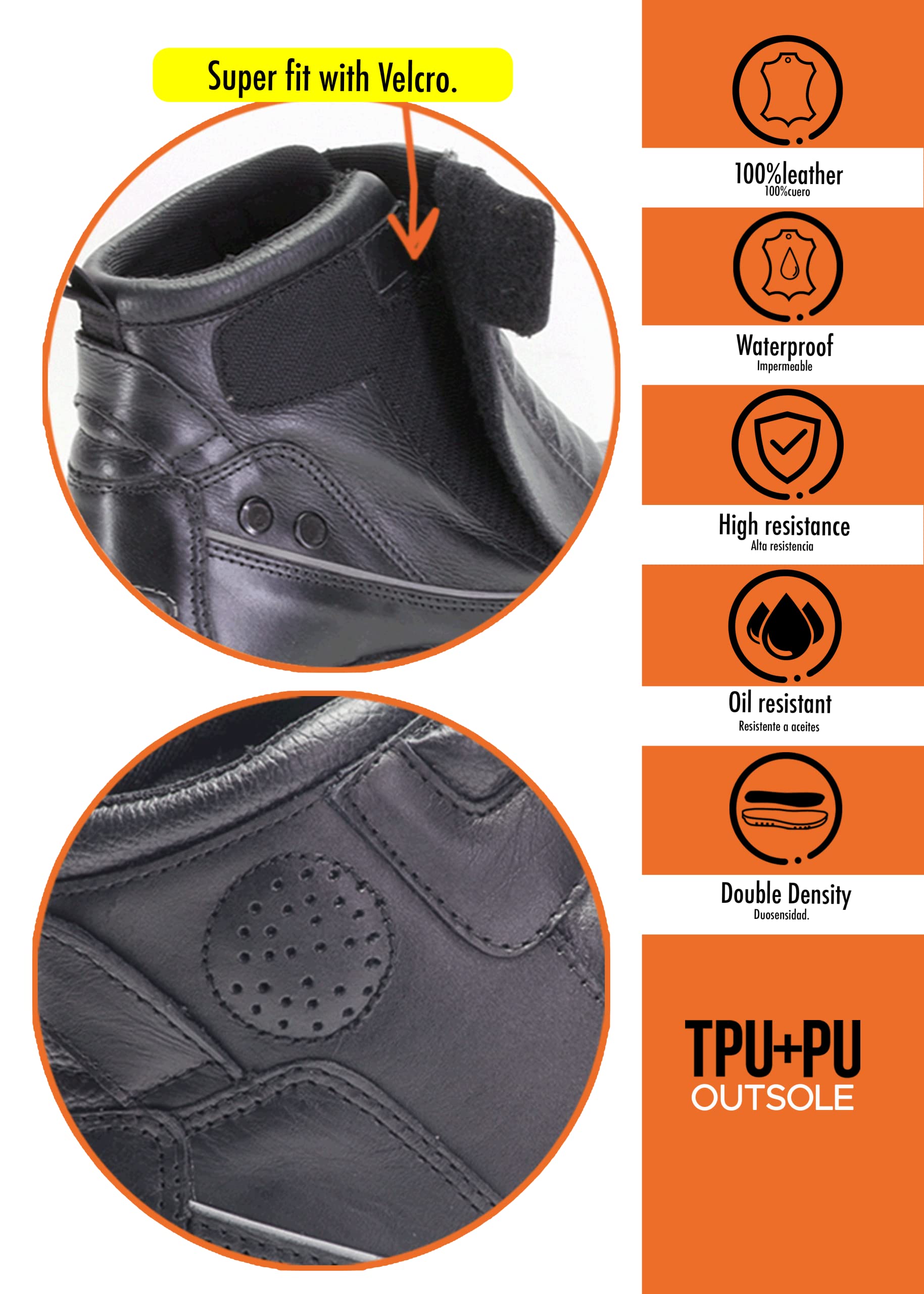 **Men's Motorcycle Riding Boots - Leather Biker Boots for Men - Durable & Comfortable Motorcycle Shoes for Safe Riding - Perfect for Cruising, Touring & Daily Commute**