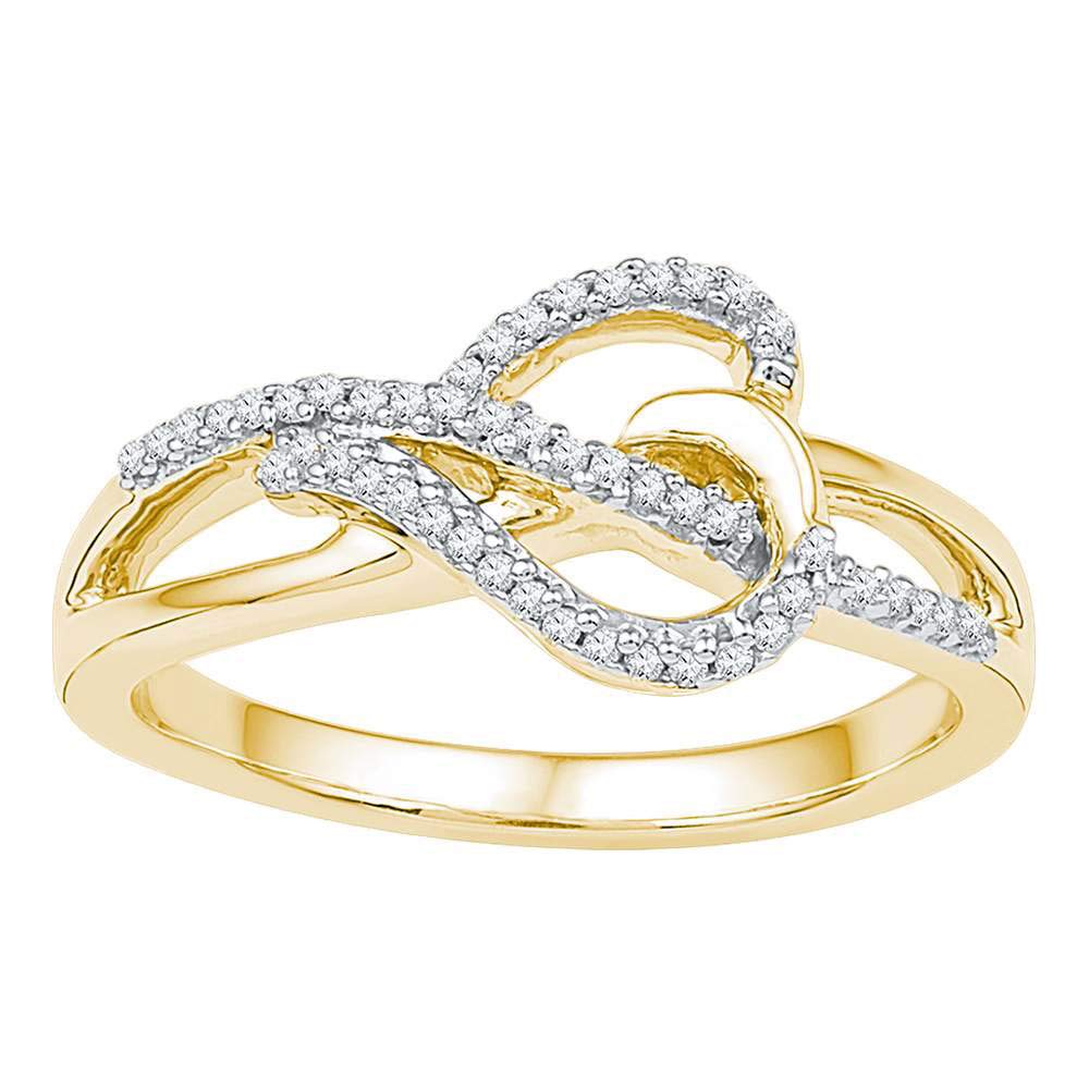 10K Yellow Gold Women's Round Diamond Heart Infinity Ring - 1/6 CTW Dazzlingrock Collection - Perfect for Anniversaries, Valentine's Day & Romantic Gifts