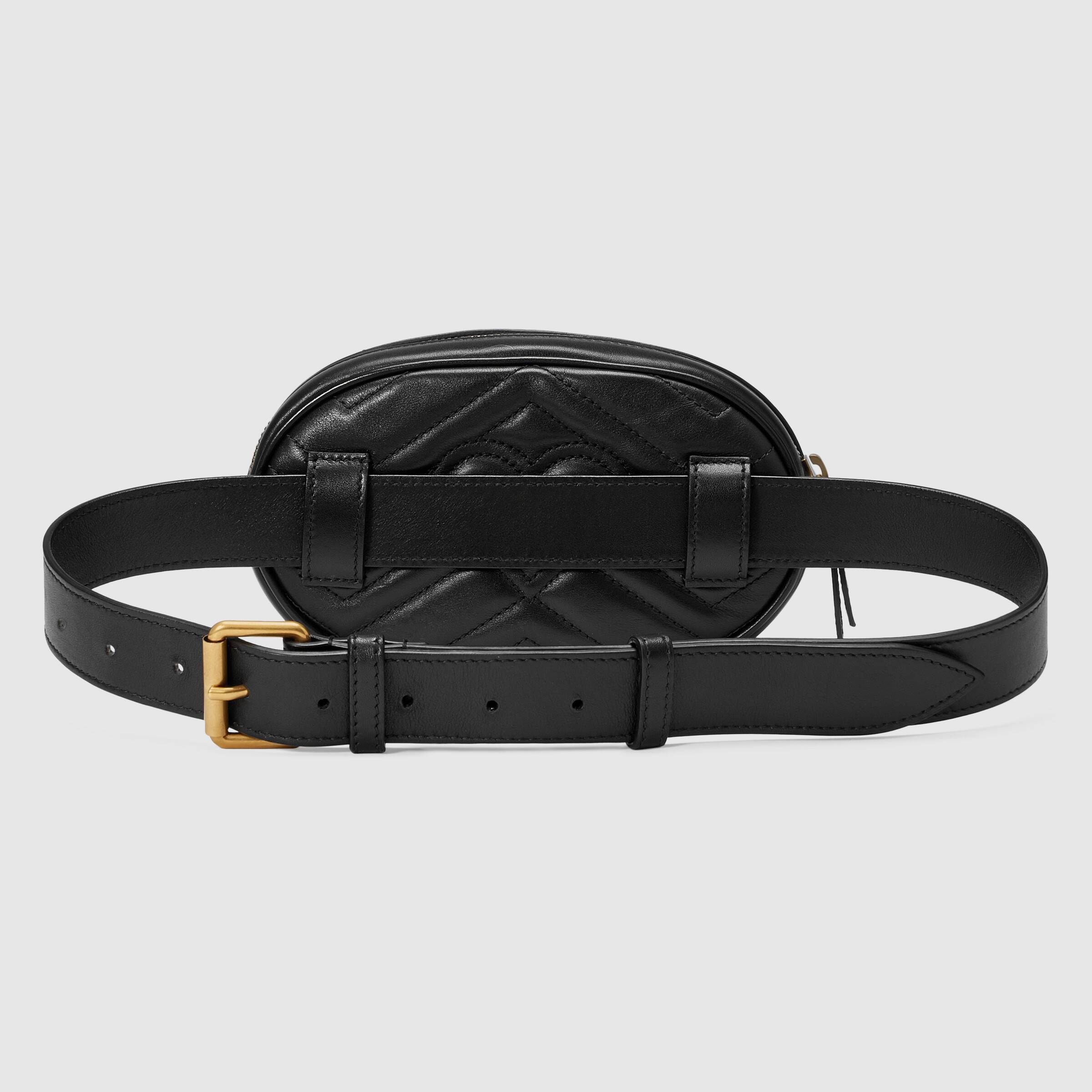 Gucci GG Marmont Matelassé Leather Belt Bag Black | Crossbody Fanny Pack for Women | Perfect for Travel, Concerts & Everyday Use