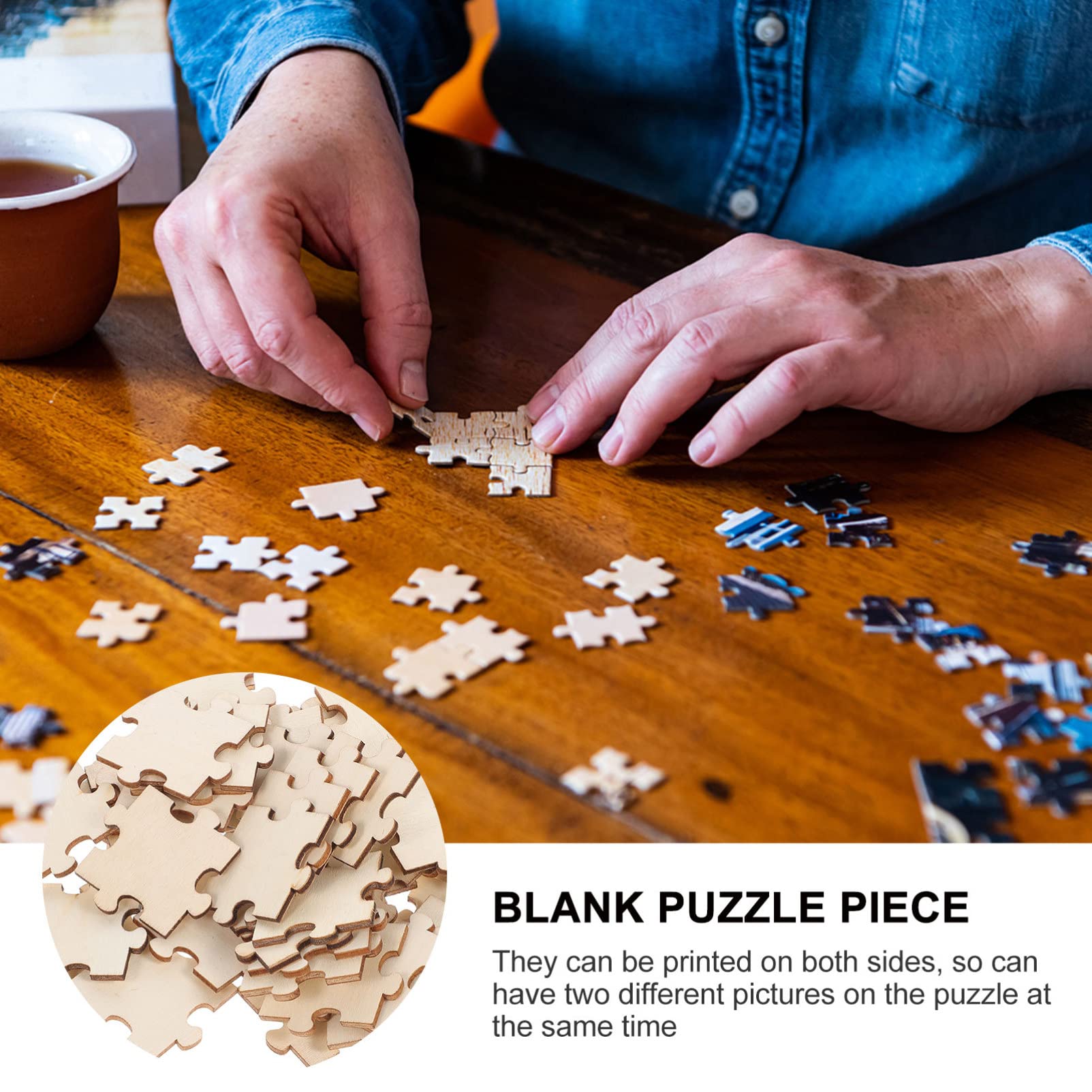 100Pcs Unfinished Wooden Puzzle Pieces - DIY Blank Wood Puzzle for Kids Arts & Crafts, Classroom Activities, Learning Tools - Perfect for Creative Projects, Educational Games, and Family Bonding Time