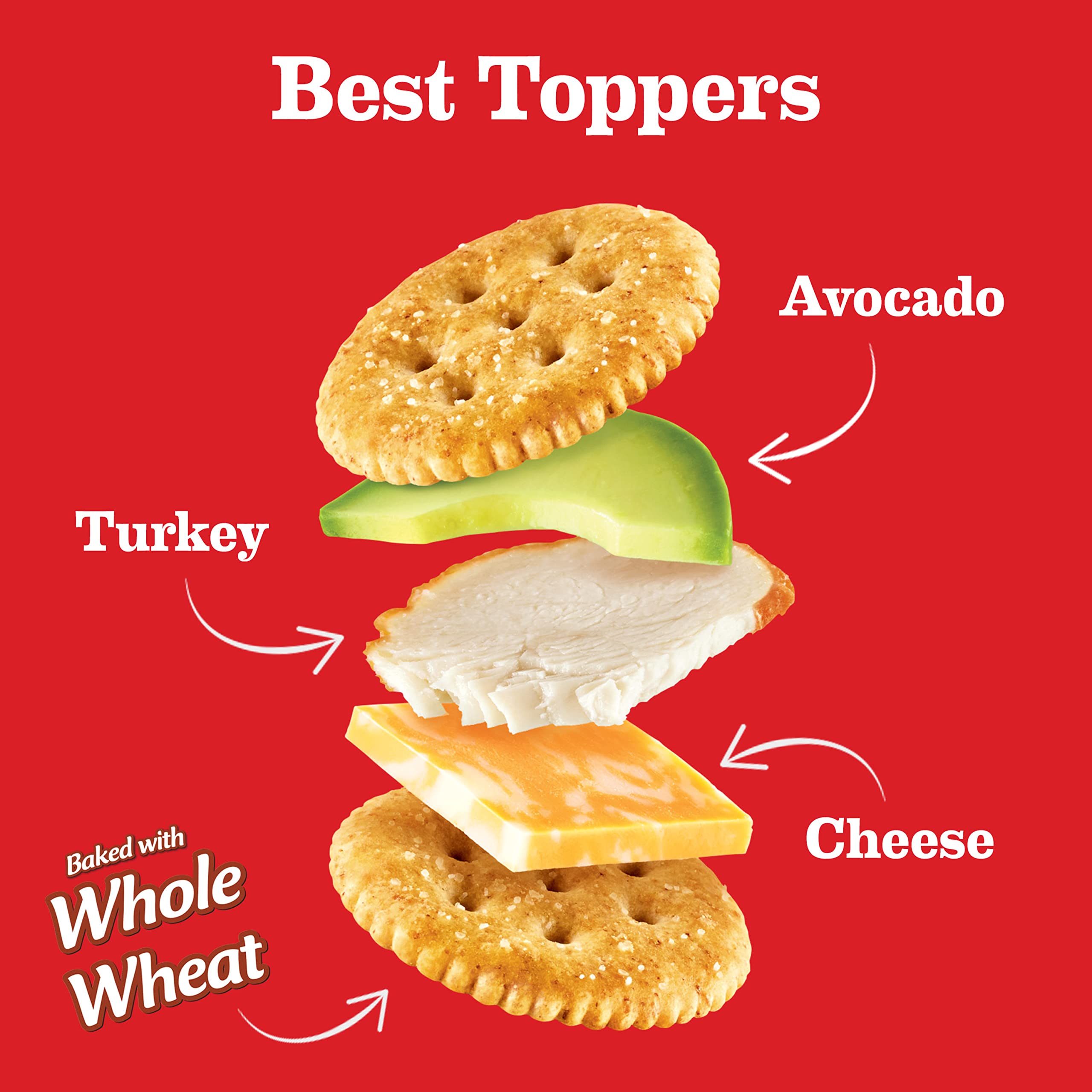 RITZ Whole Wheat Crackers - Healthy Snacks for Kids & Adults - Bulk Family Size (6-19.3 oz) - Perfect for School Lunches, Office Snacks & Picnics