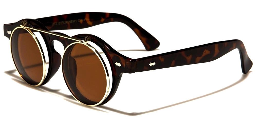 Vintage Steampunk Sunglasses - Retro Round Flip Up Sunglasses for Men & Women | UV Protection, Polarized Lenses | Perfect for Cosplay, Halloween, and Outdoor Adventures