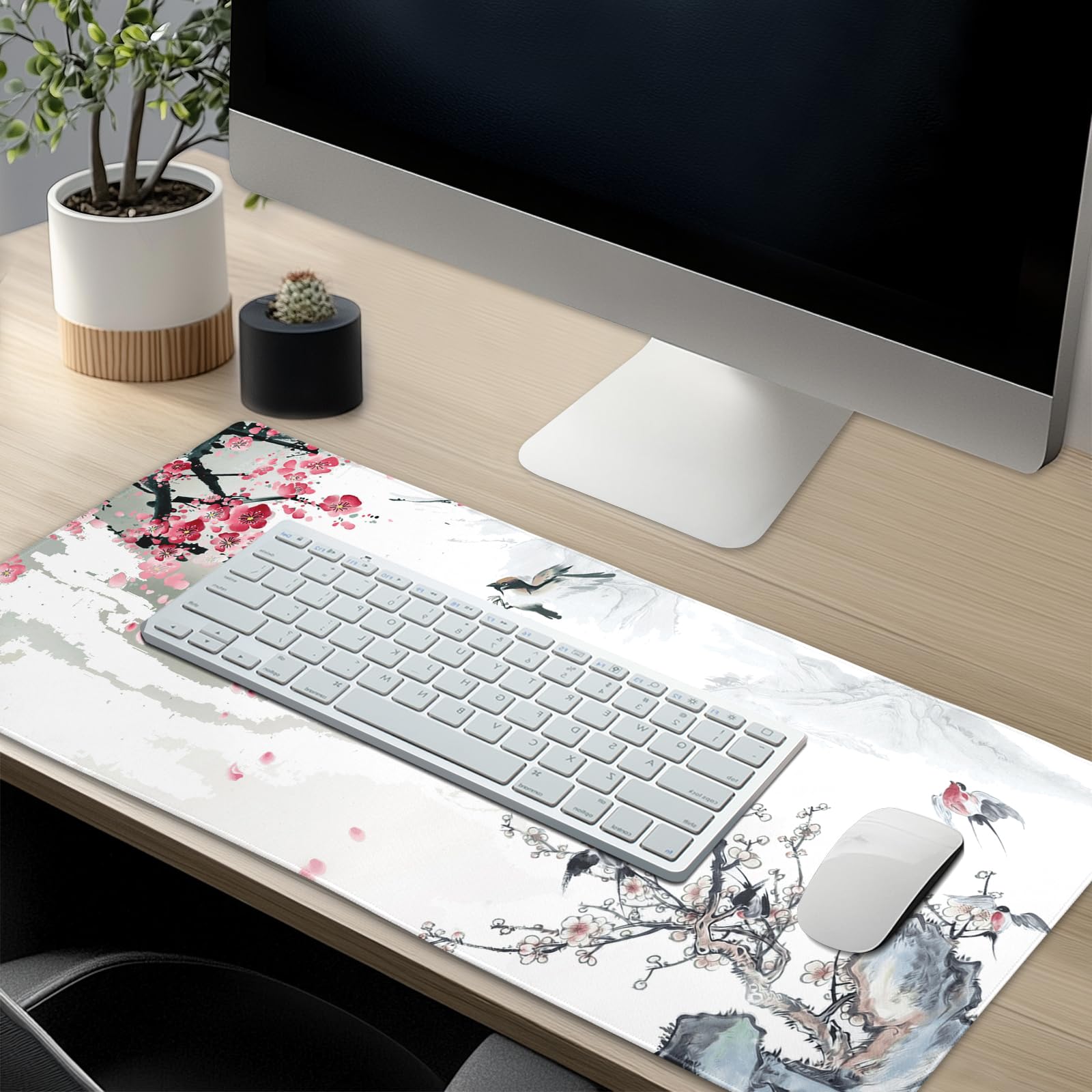 Cherry Blossom Gaming Mouse Pad - Large Non-Slip Desk Mat for PC, Office & Home Use