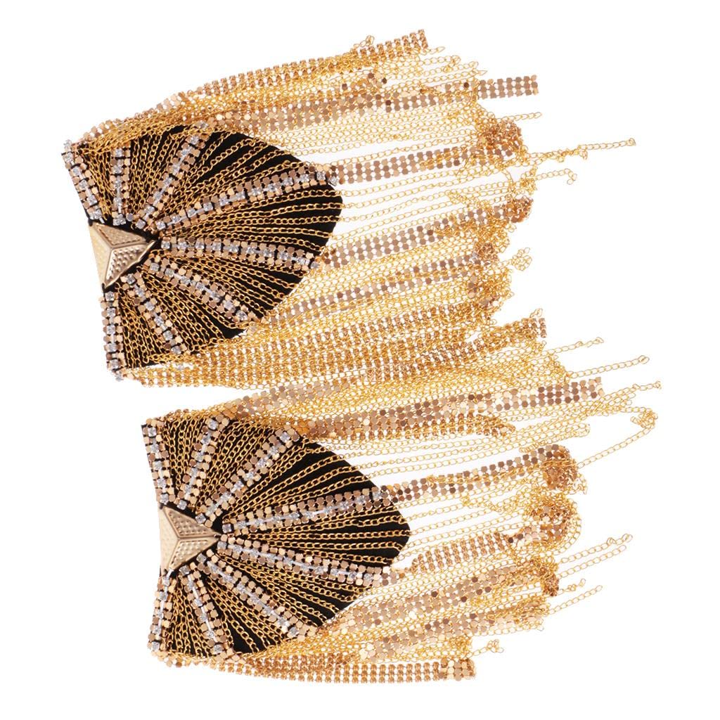 Gold Star Tassel Shoulder Epaulet Brooch for Wedding Party - Elegant Bridal Accessories for Women & Men - Perfect for Prom, Military Uniforms, and Costume Events