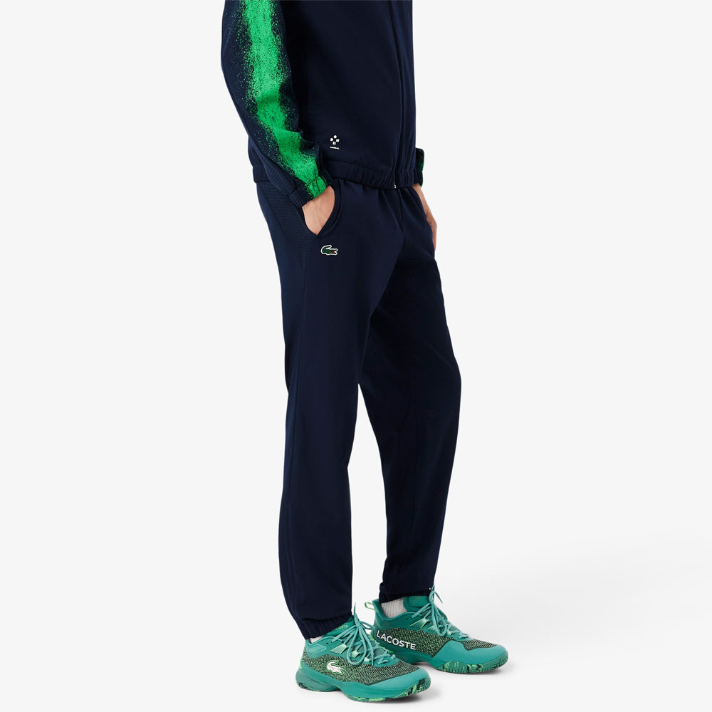 Lacoste Men's Novak Djokovic Tennis X Sweatsuit - Navy Blue & Green Athletic Jogger Set for Casual Wear & Sports Training