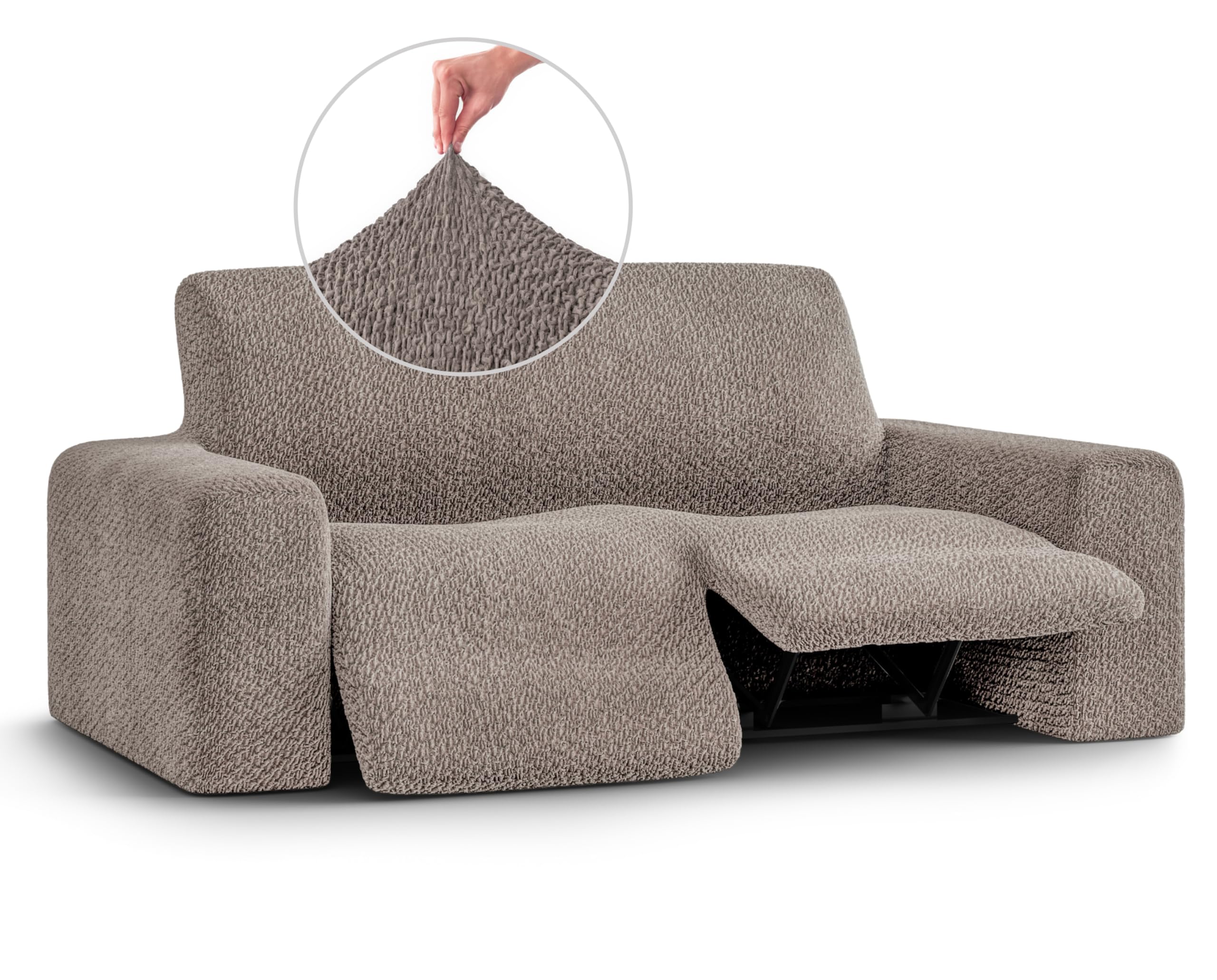 PAULATO BY GA.I.CO. 2-Seater Recliner Loveseat Cover - Soft Stretchable Polyester Slipcover for Reclining Sofas - Form-Fitting 1-Piece Furniture Protector in Velvet Brown - Perfect for Living Room, Home Theater & Family Room Protection