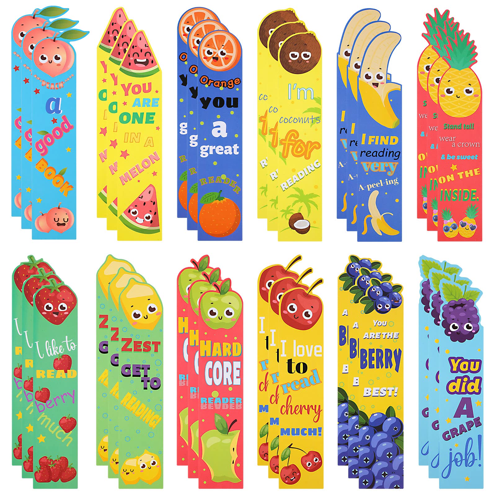 Scratch and Sniff Bookmarks for Kids - 12 Fun Fruit Scented Styles (36 Pieces) - Cute Classroom Bookmarks for Students, Teens & Food Lovers - Perfect for Reading Incentives, School Rewards & Book Club Gifts