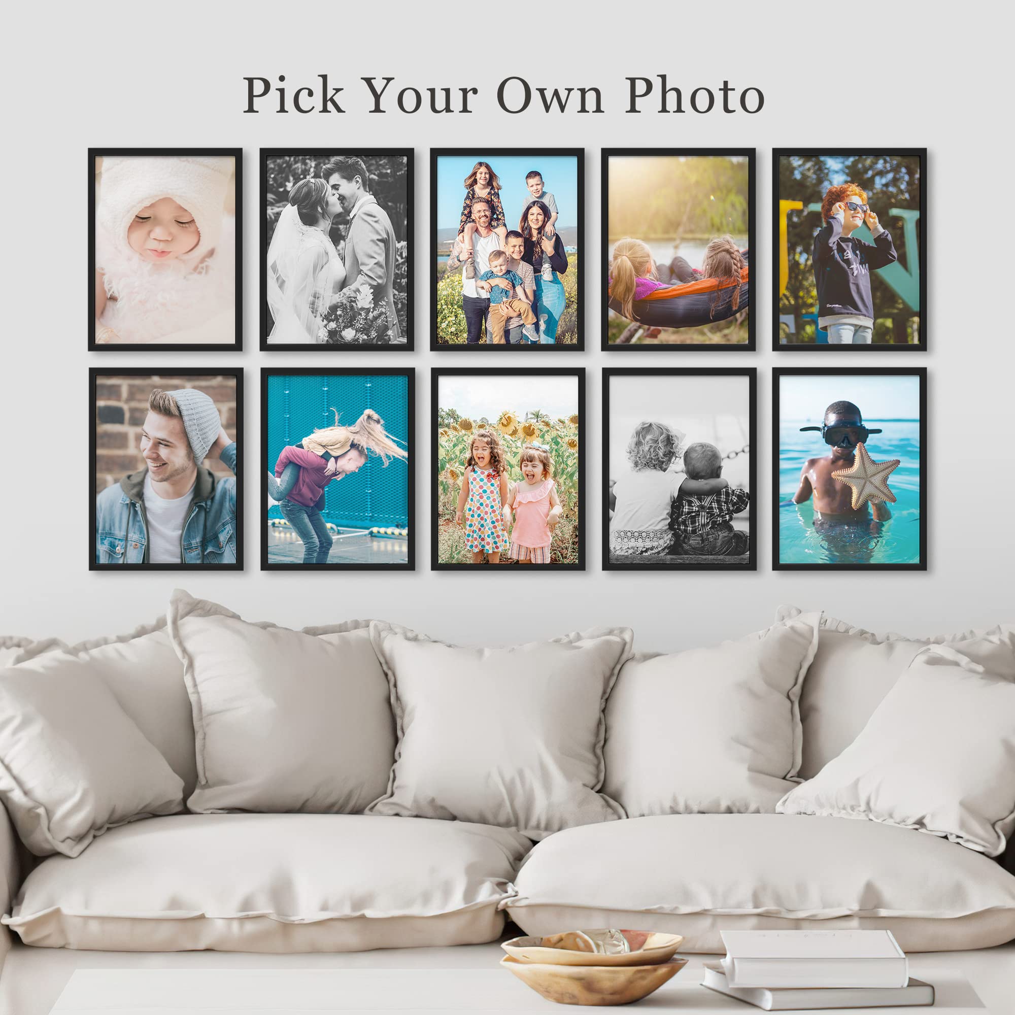 Custom Framed Wall Art Gallery Print Set - Personalized Vinyl Photo Frame Collection (Up to 10 Pieces) | 12