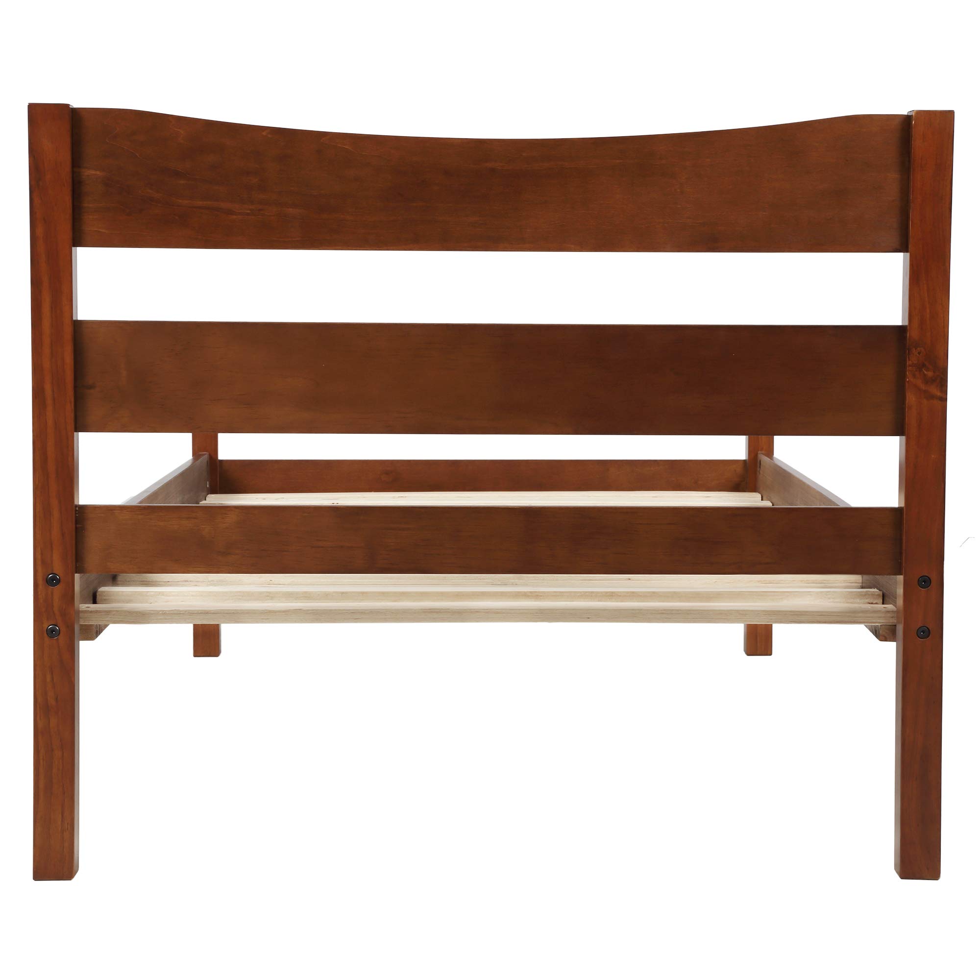 MERITLINE Twin Size Wooden Platform Bed Frame with Headboard & Footboard - No Box Spring Needed, Walnut Finish - Perfect for Small Bedrooms, Guest Rooms & Kids' Rooms