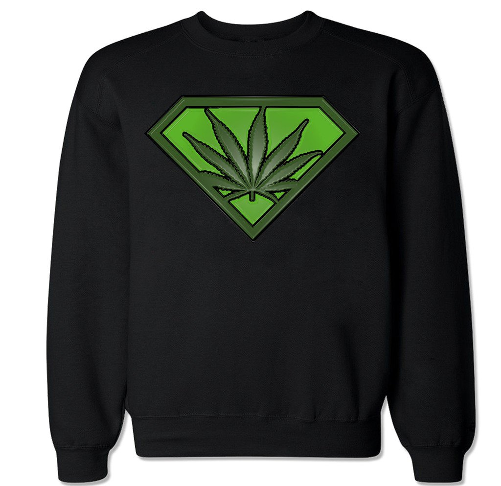 FTD Apparel Men's Cannabis Leaf Print Crew Neck Sweater - Soft Cotton Pullover for Casual Wear & Stoner Fashion