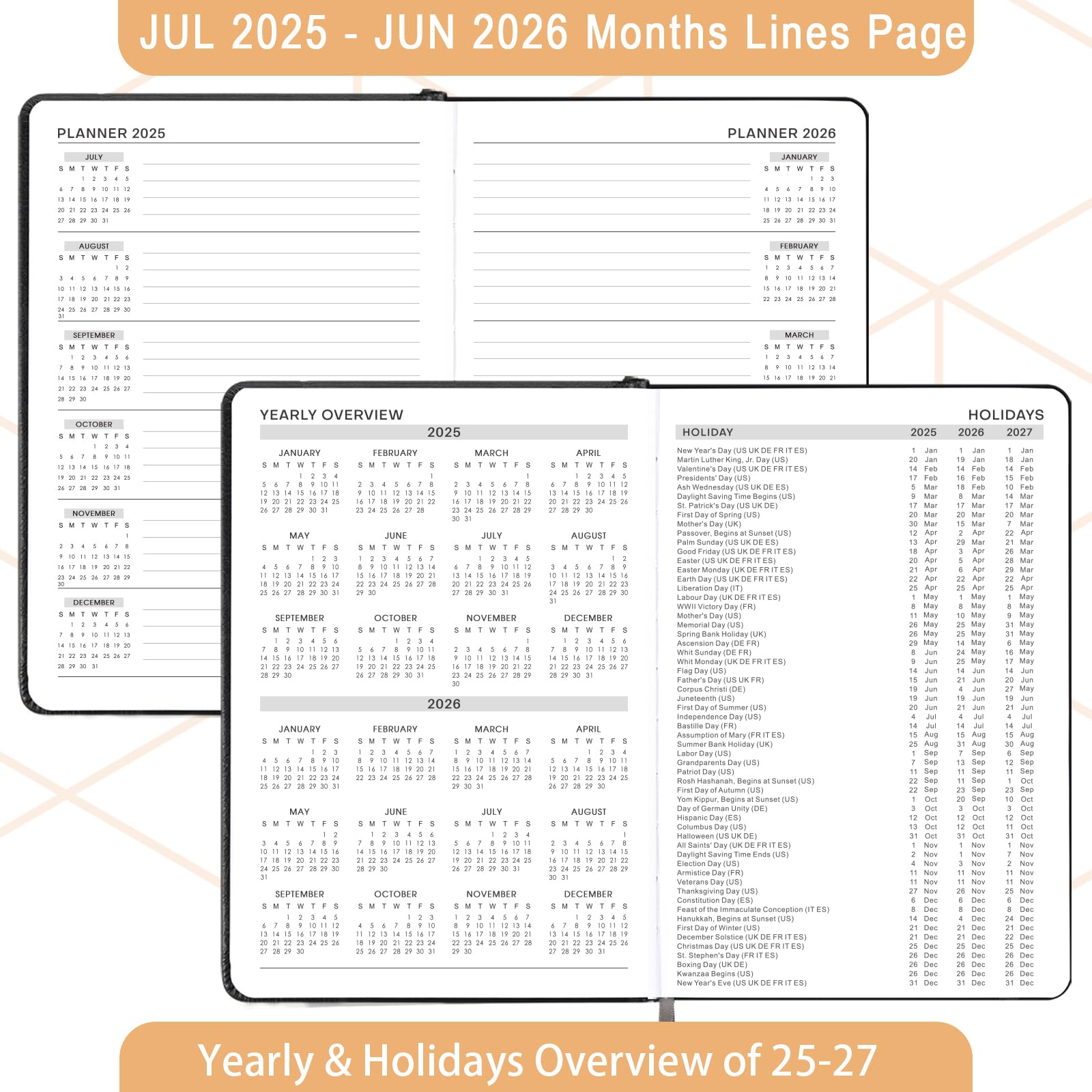 2025-2026 Academic Planner - A5 Daily Diary with Day Per Page (July 2025-June 2026) | Productivity Organizer with Monthly Tabs, Inner Pocket | 14.5 x 21 cm Black Banded Notebook | Perfect for Students, Professionals & Goal Tracking