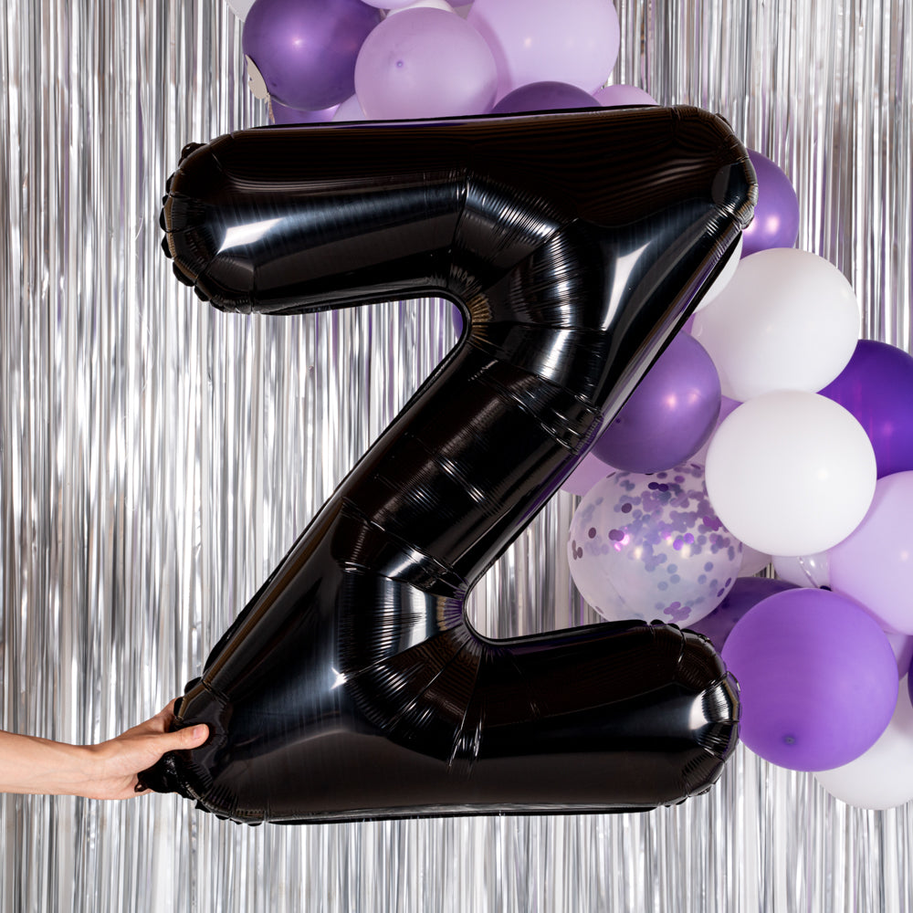 Black Mylar Letter Z Balloon - 40 Inch Large Foil Alphabet Balloon for Birthday Party Decorations, Graduation, Baby Shower & Special Events (1 Count Box)