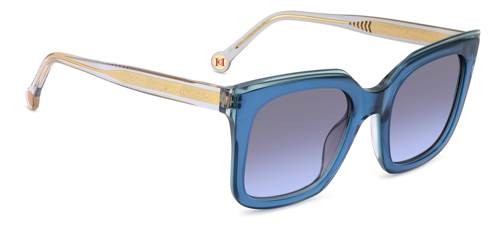 Carolina Herrera HER 0249/G/S Gold-Tone Sunglasses for Women - Luxury Fashion Shades for Everyday Wear & Outdoor Activities