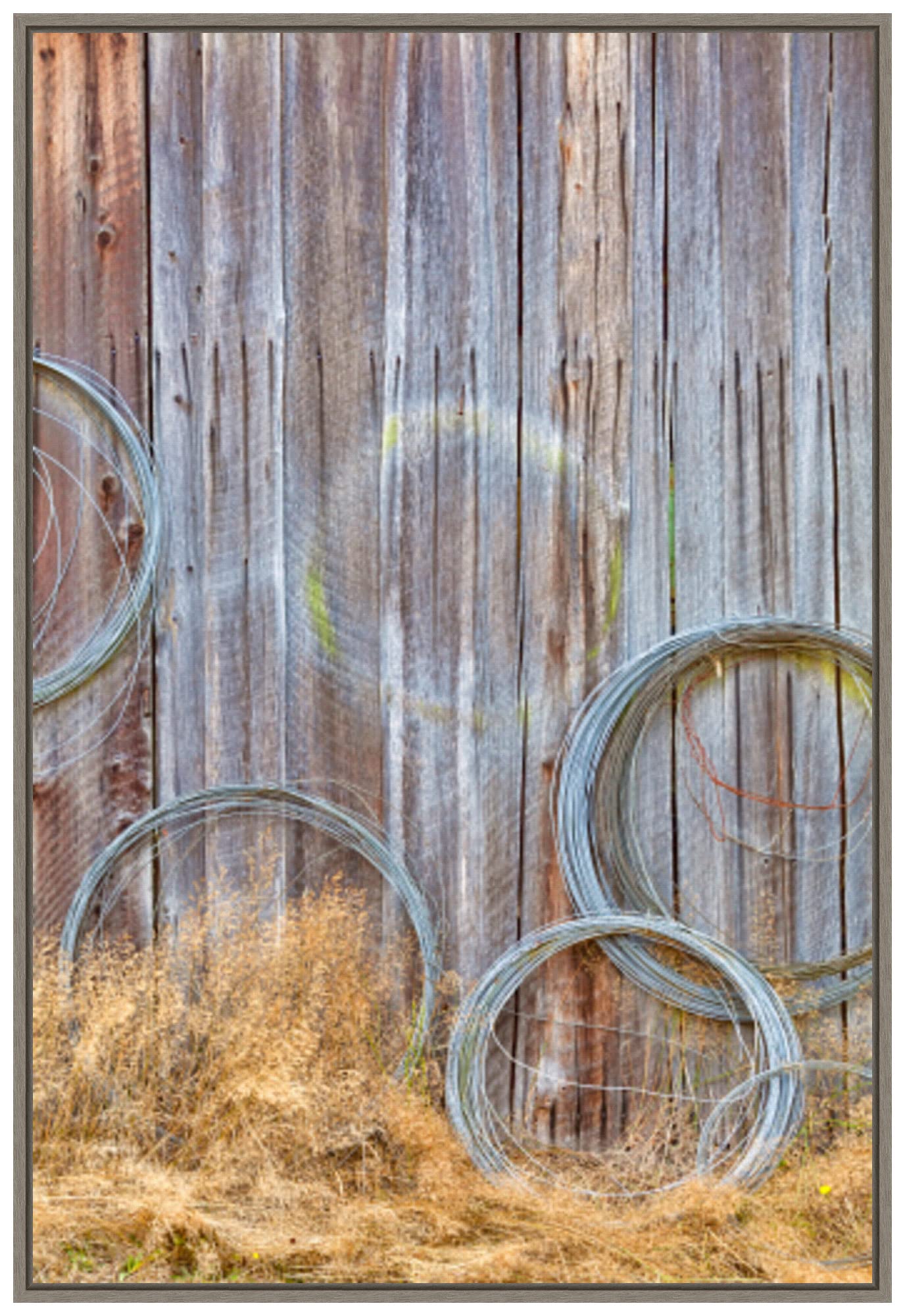 Amanti Art Framed Canvas Wall Art 33x23 - Vintage Barn Wire Coil Painting by Don Paulson at Petersen Farm - Country Rustic Decor for Living Room, Bedroom & Office - Large Americana Artwork - Danita Delimont Collection