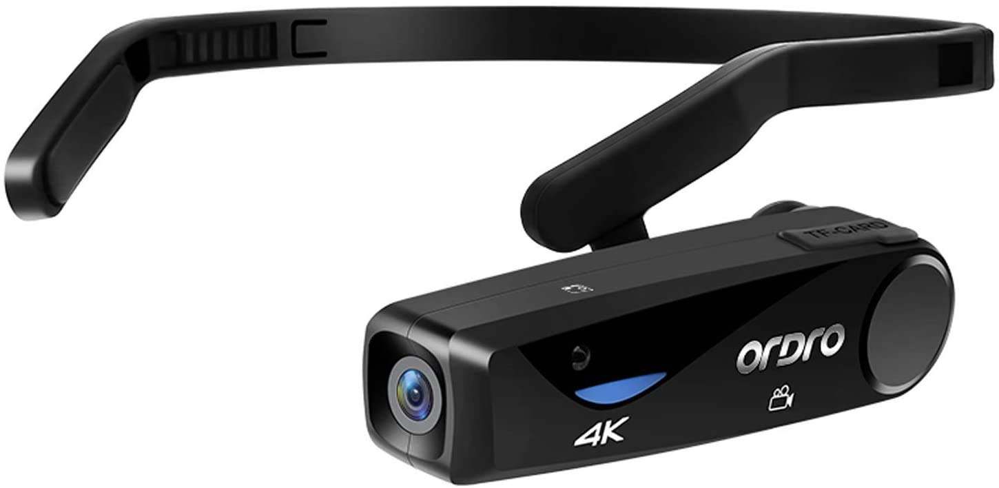 ORDRO EP6 4K Wearable Head Mounted Camera - FHD 1080P 60FPS WiFi Vlogging Camera with 32GB Card - Hands-Free Webcam for Action Sports, Travel Vlogging & Live Streaming